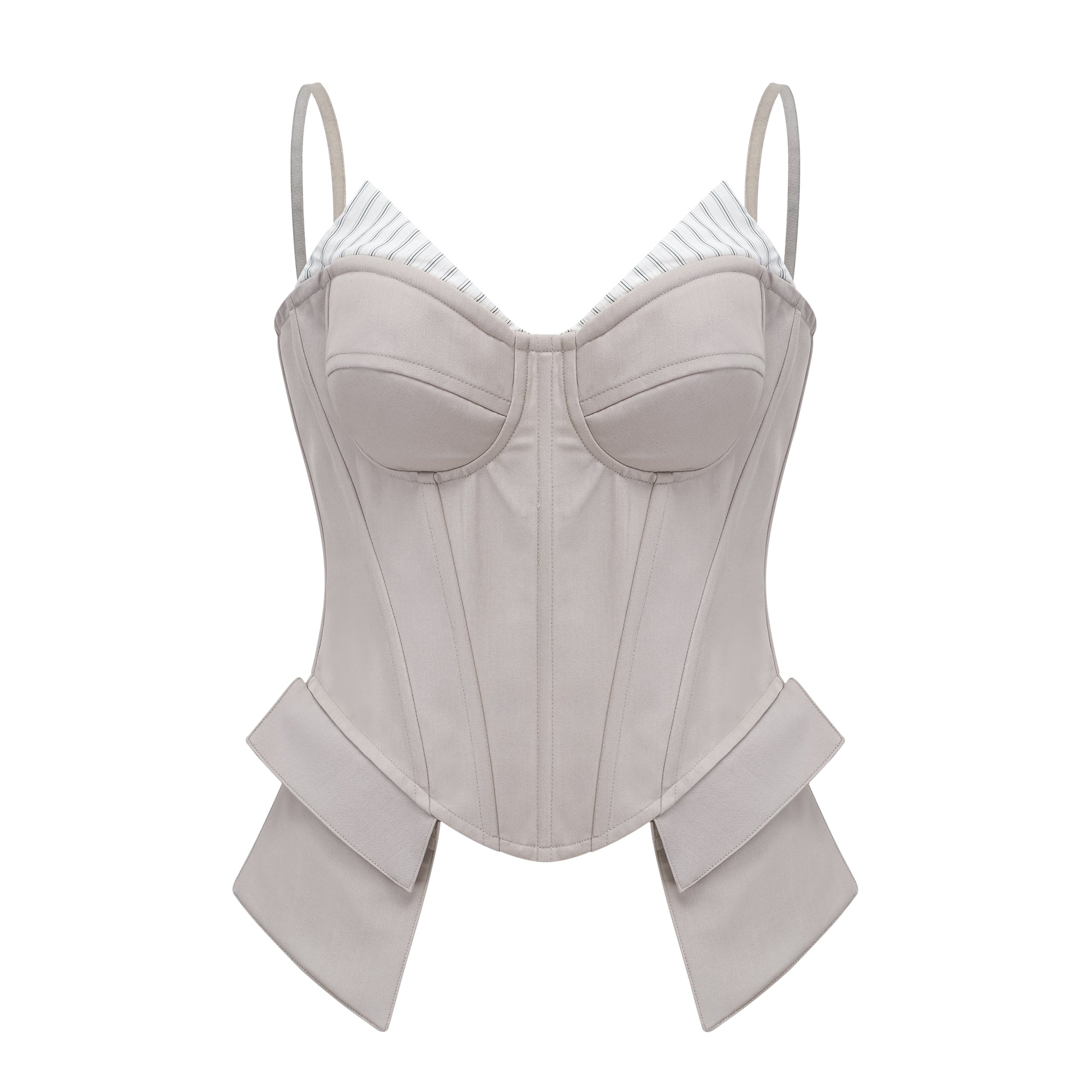 Virág Grey Stripe Panel Corset Top – Miss Rosier - Women's Online