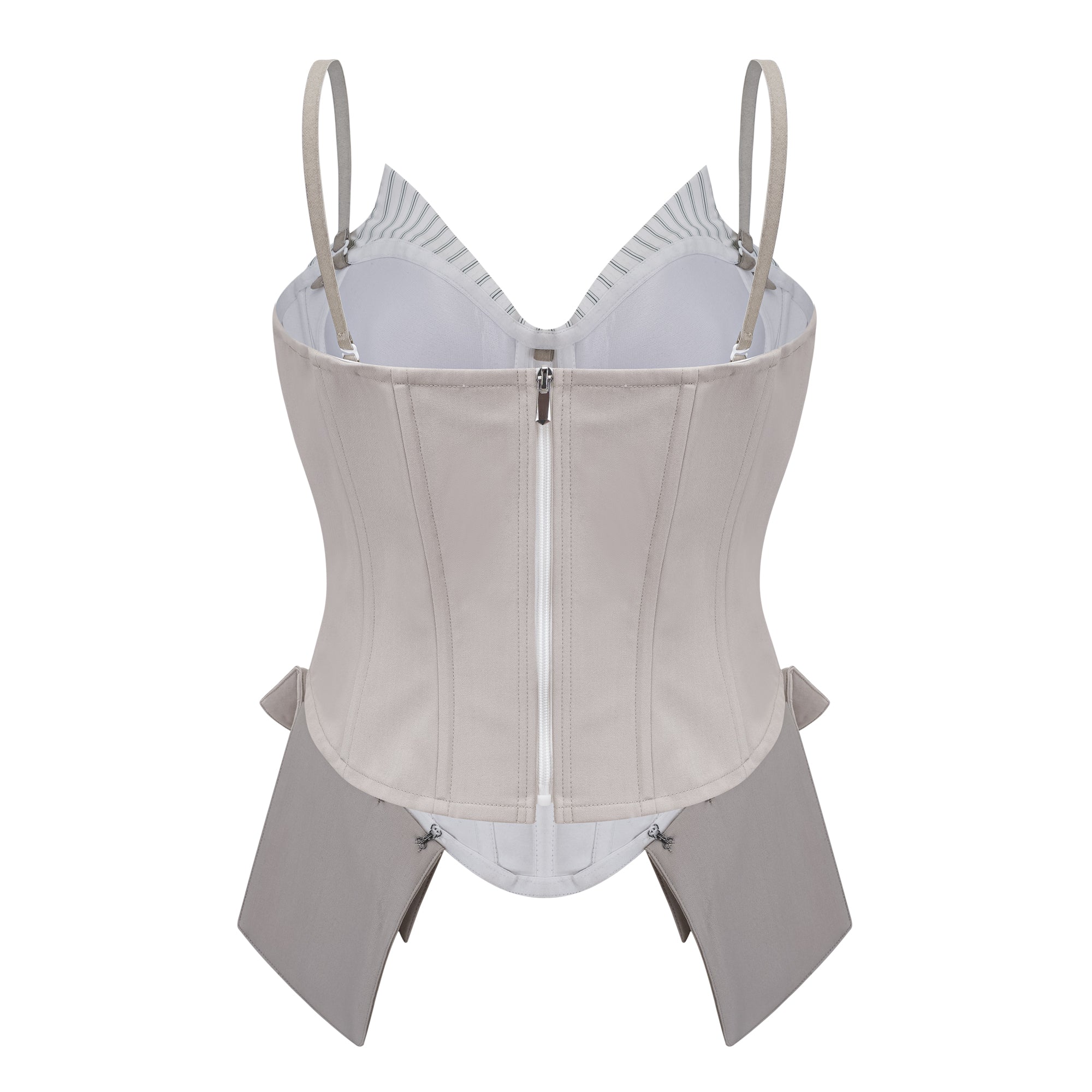 Virág Grey Stripe Panel Corset Top – Miss Rosier - Women's Online