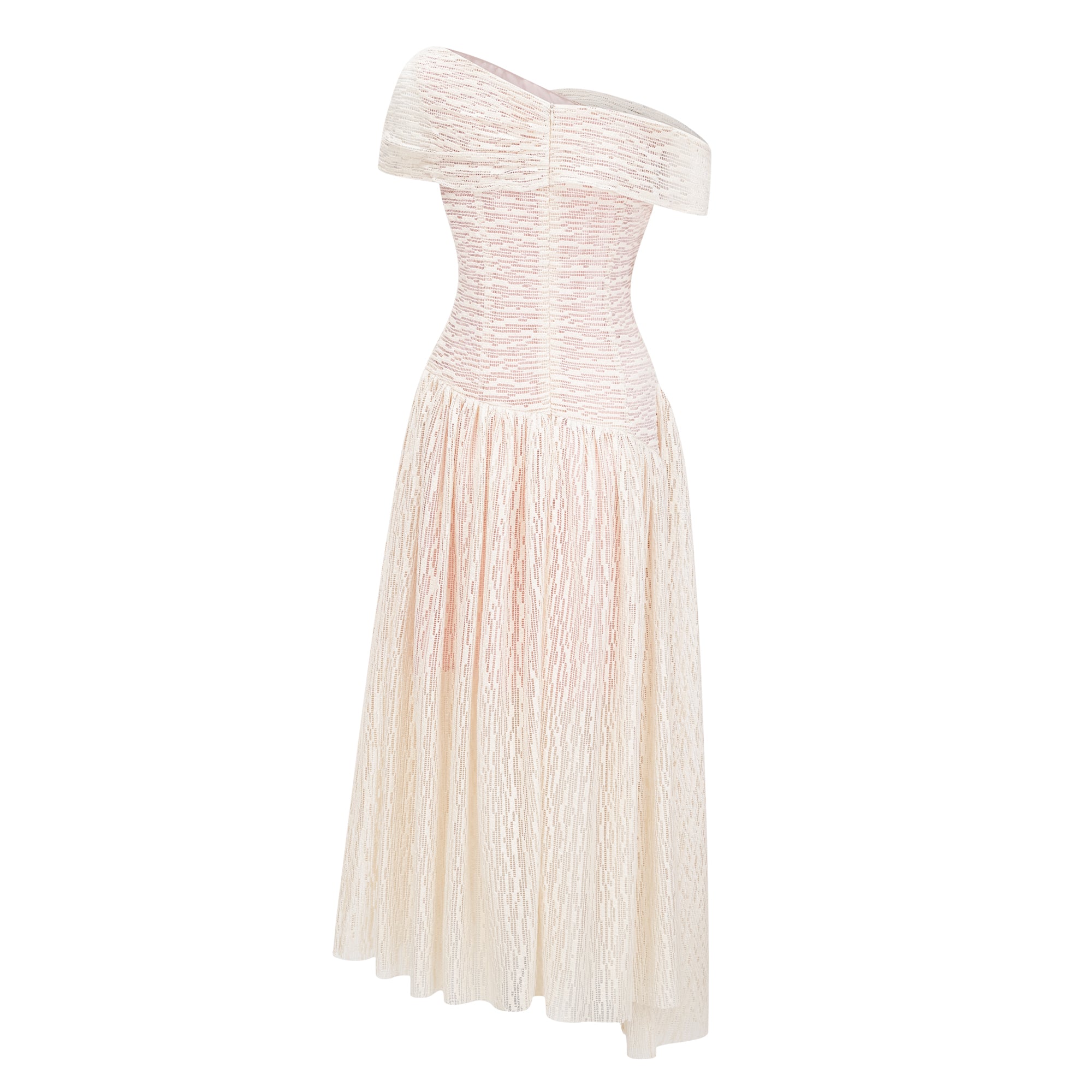 Asymmetrical Textured Ruched Midi Dress