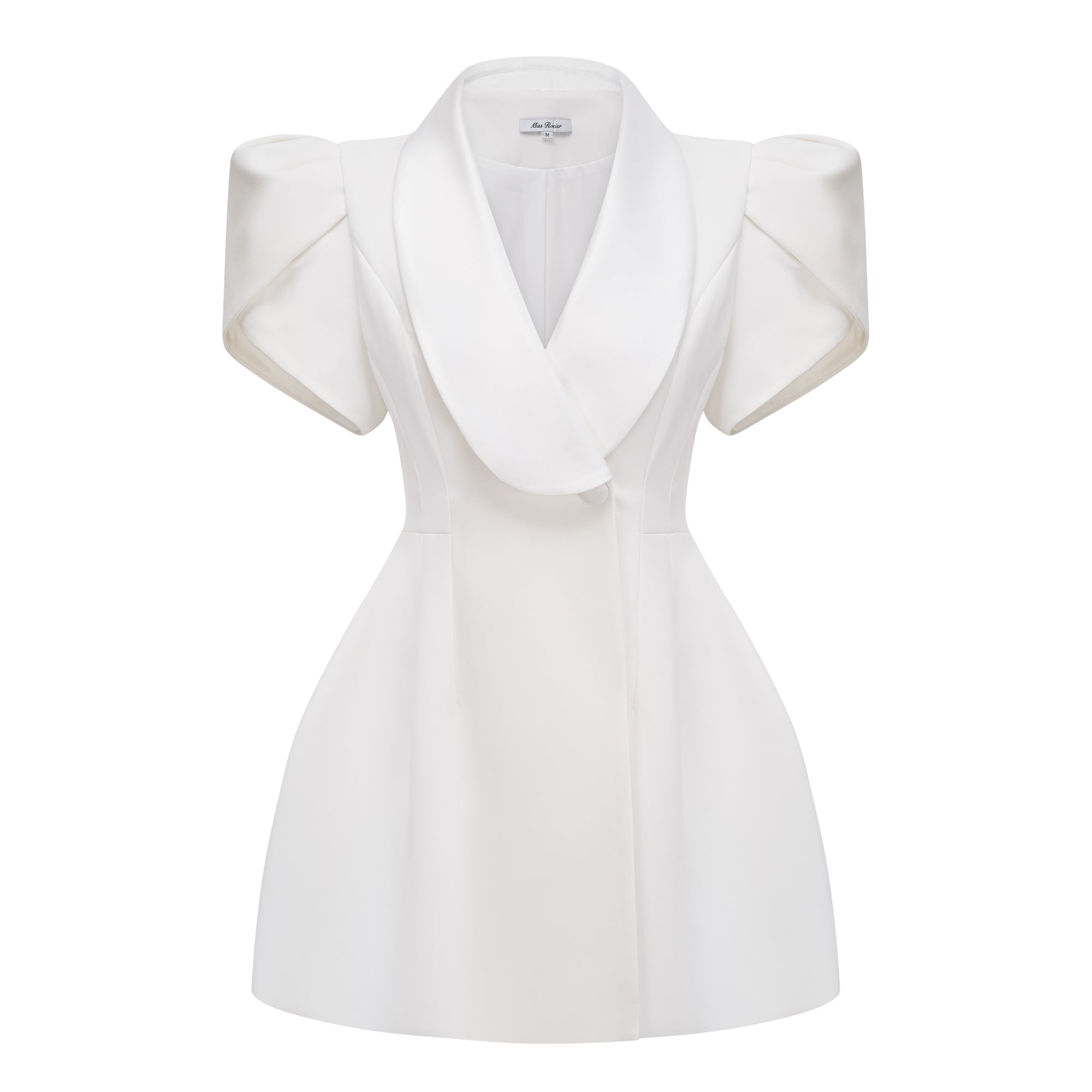 White Shawl Lapel Mini Dress