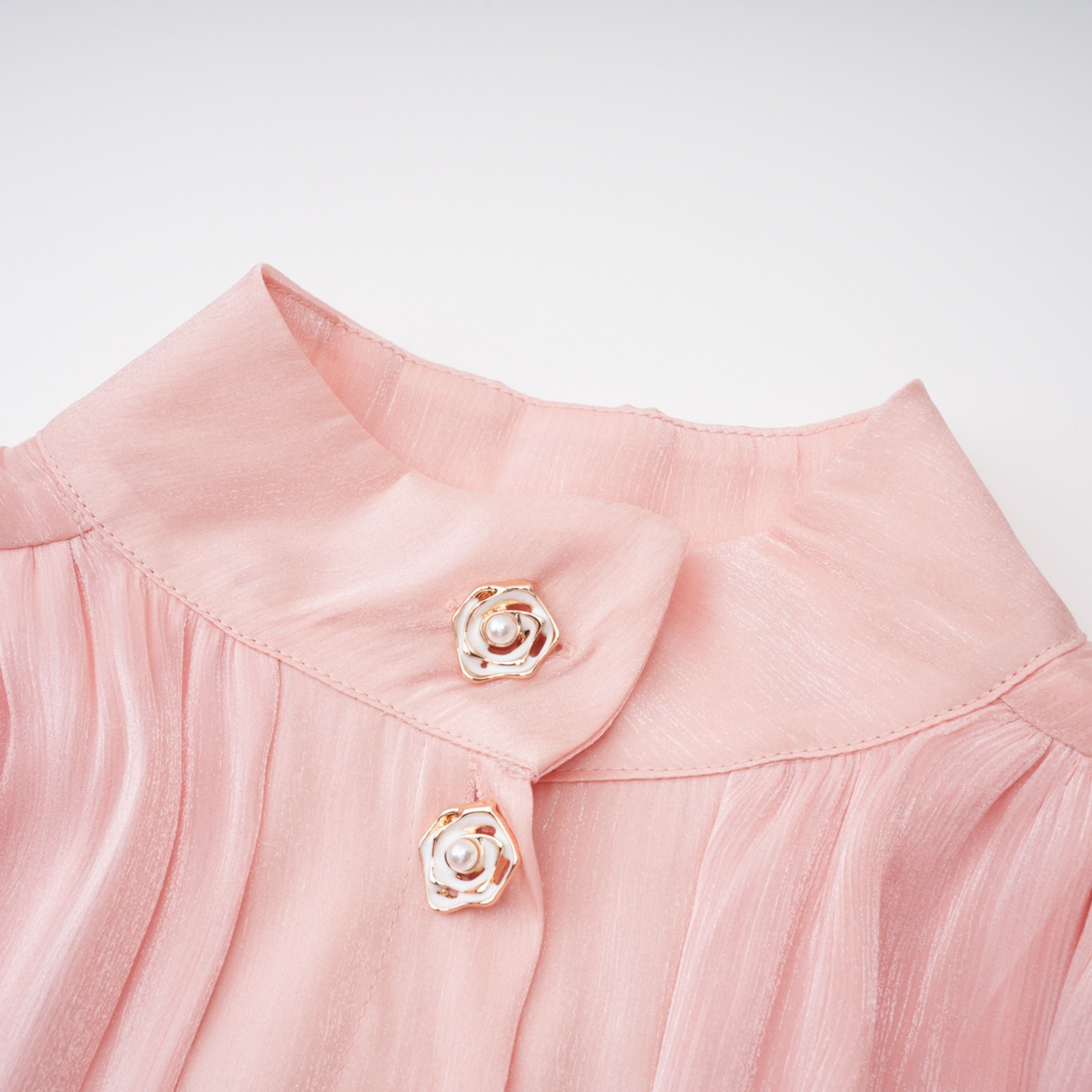 Pink High-Neck Ruffled Mini Dress