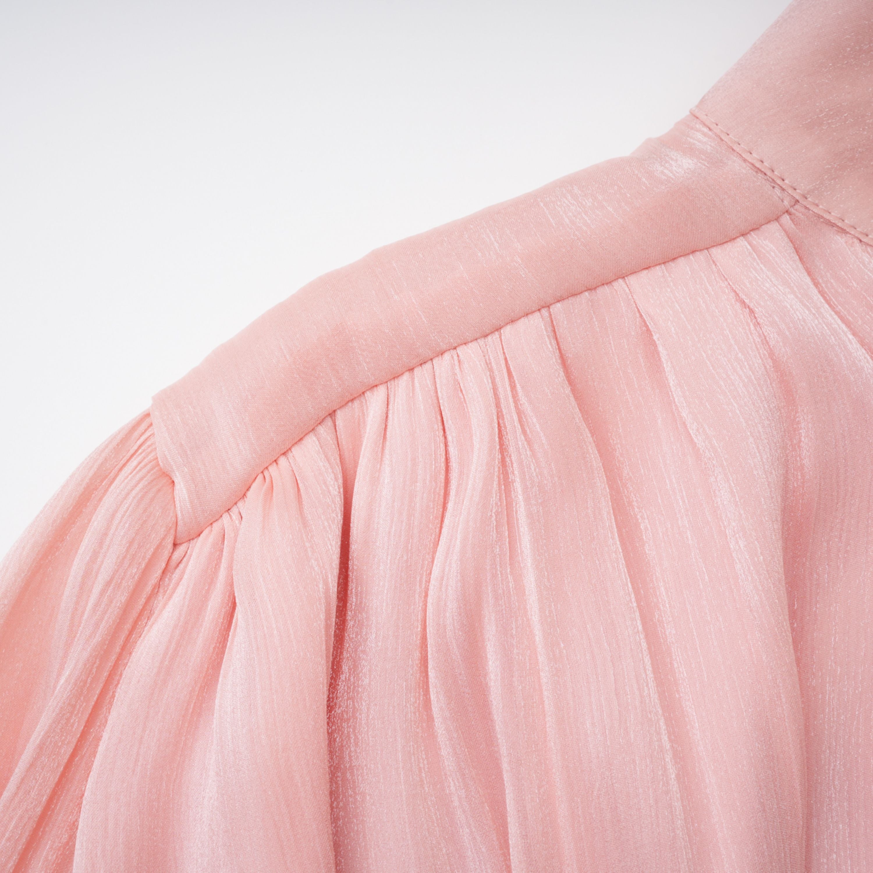 Pink High-Neck Ruffled Mini Dress