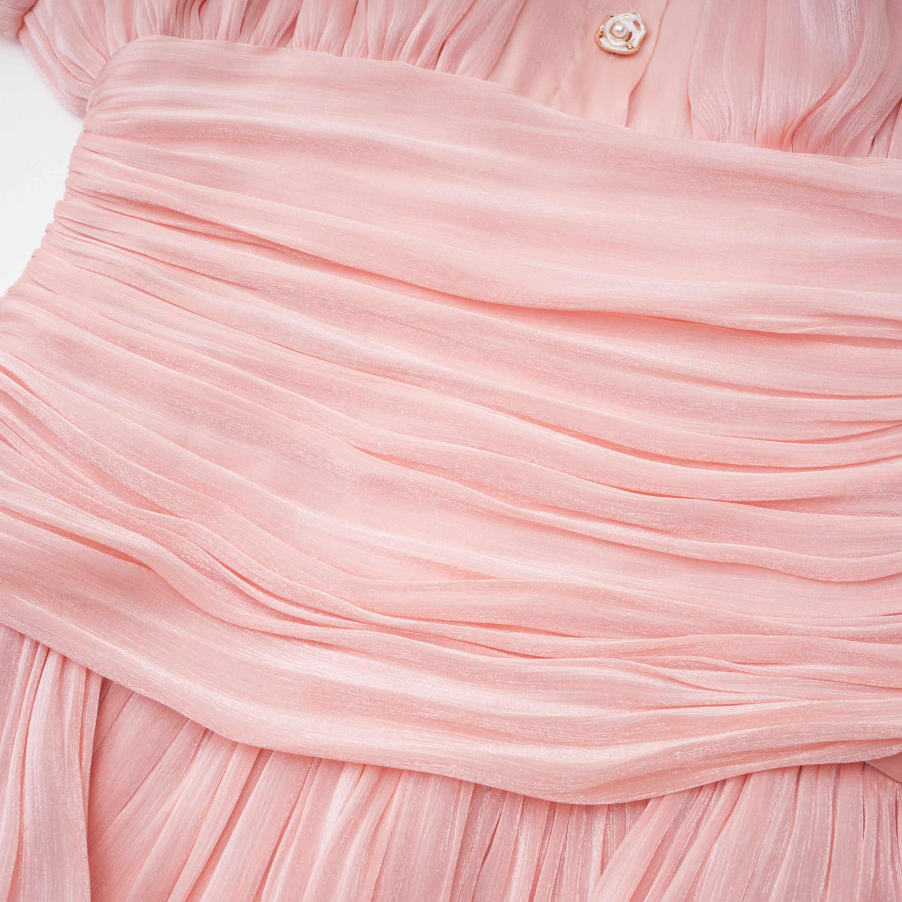 Pink High-Neck Ruffled Mini Dress
