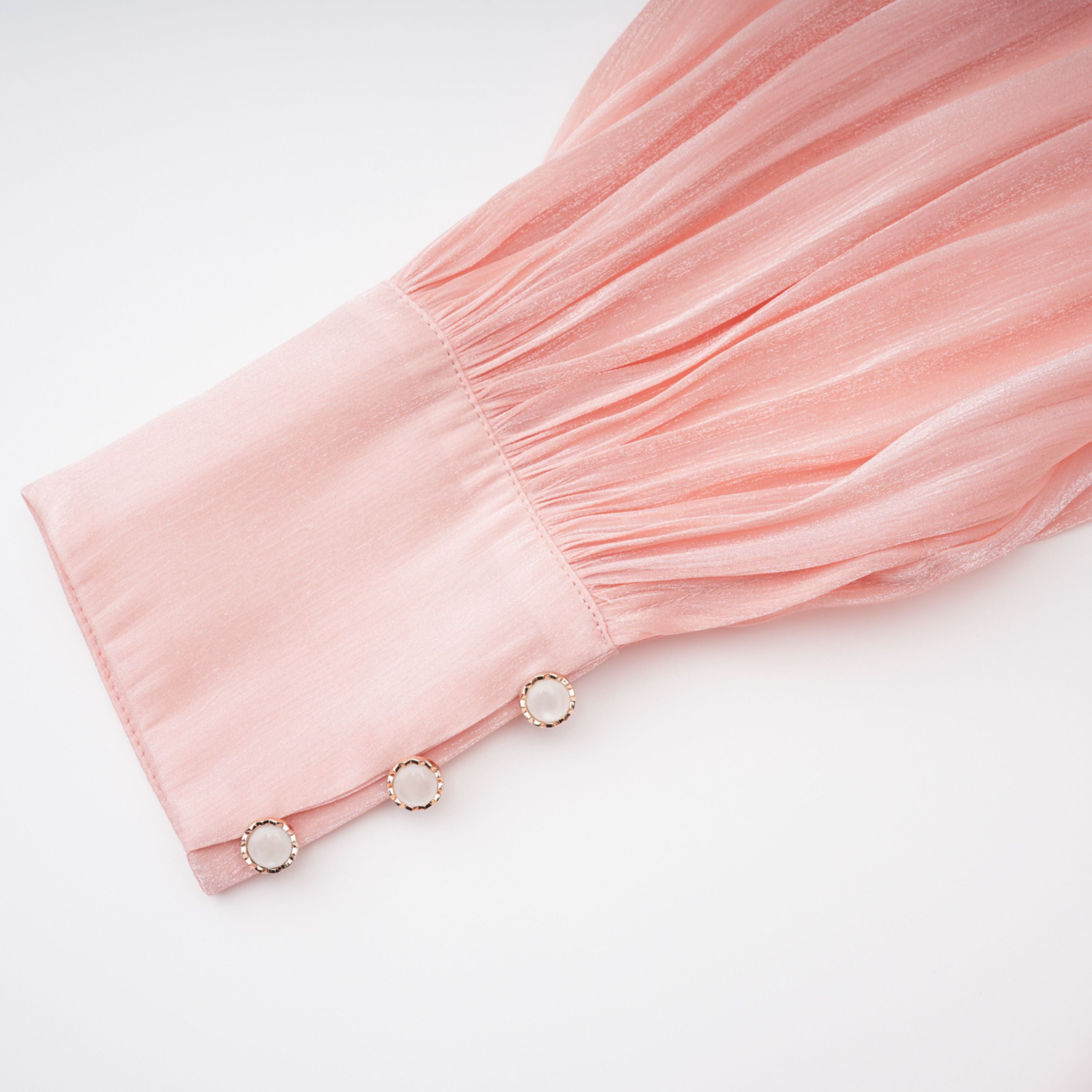 Pink High-Neck Ruffled Mini Dress