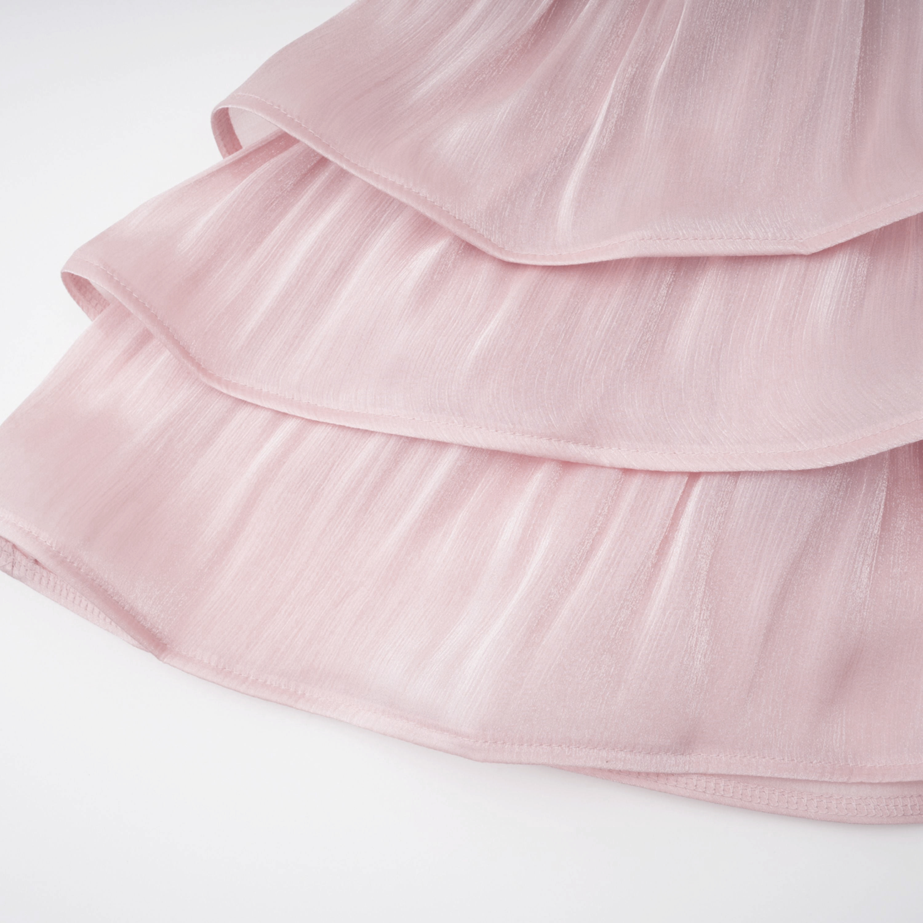 Emersyn Pink High-Neck Ruffled Detail Mini Dress