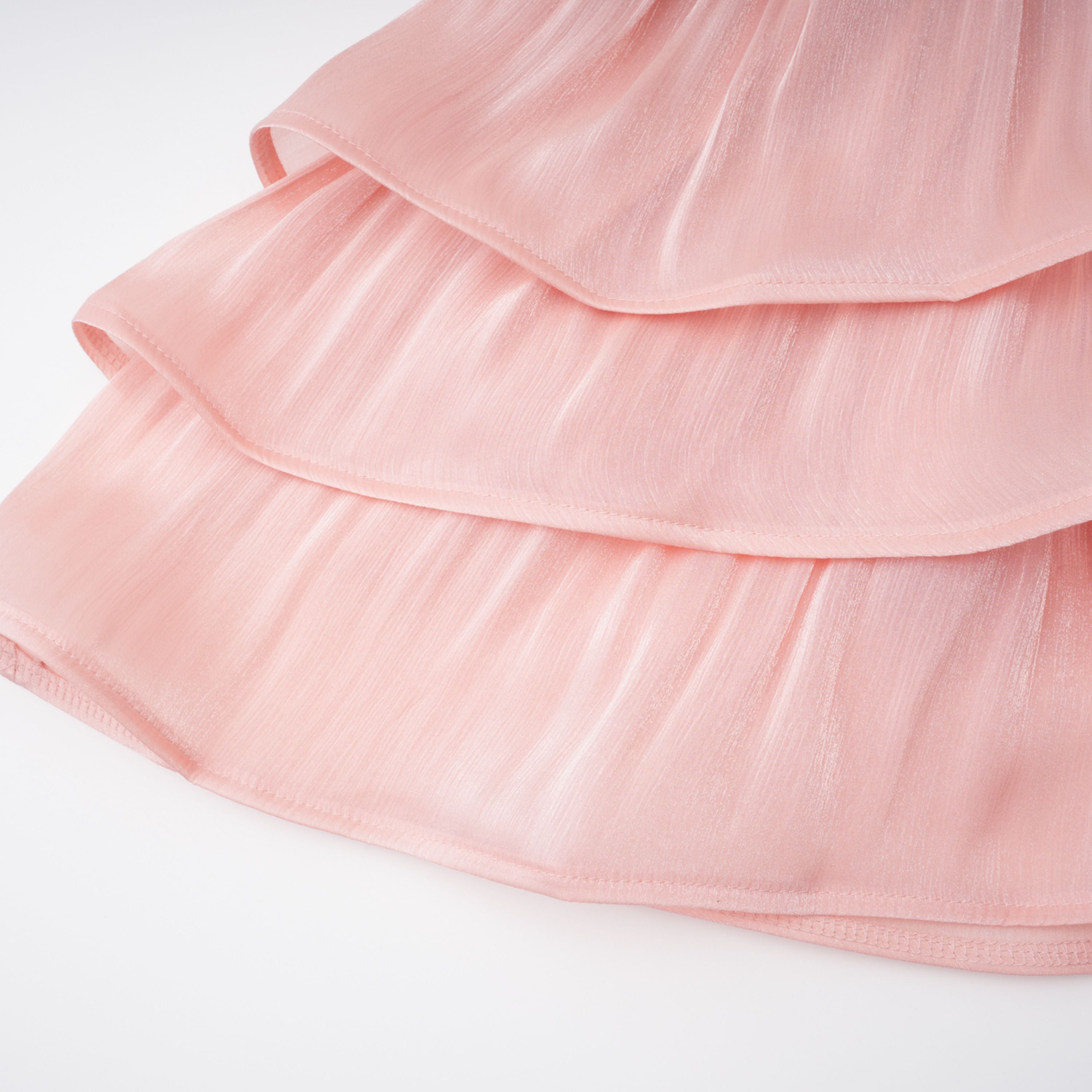 Pink High-Neck Ruffled Mini Dress