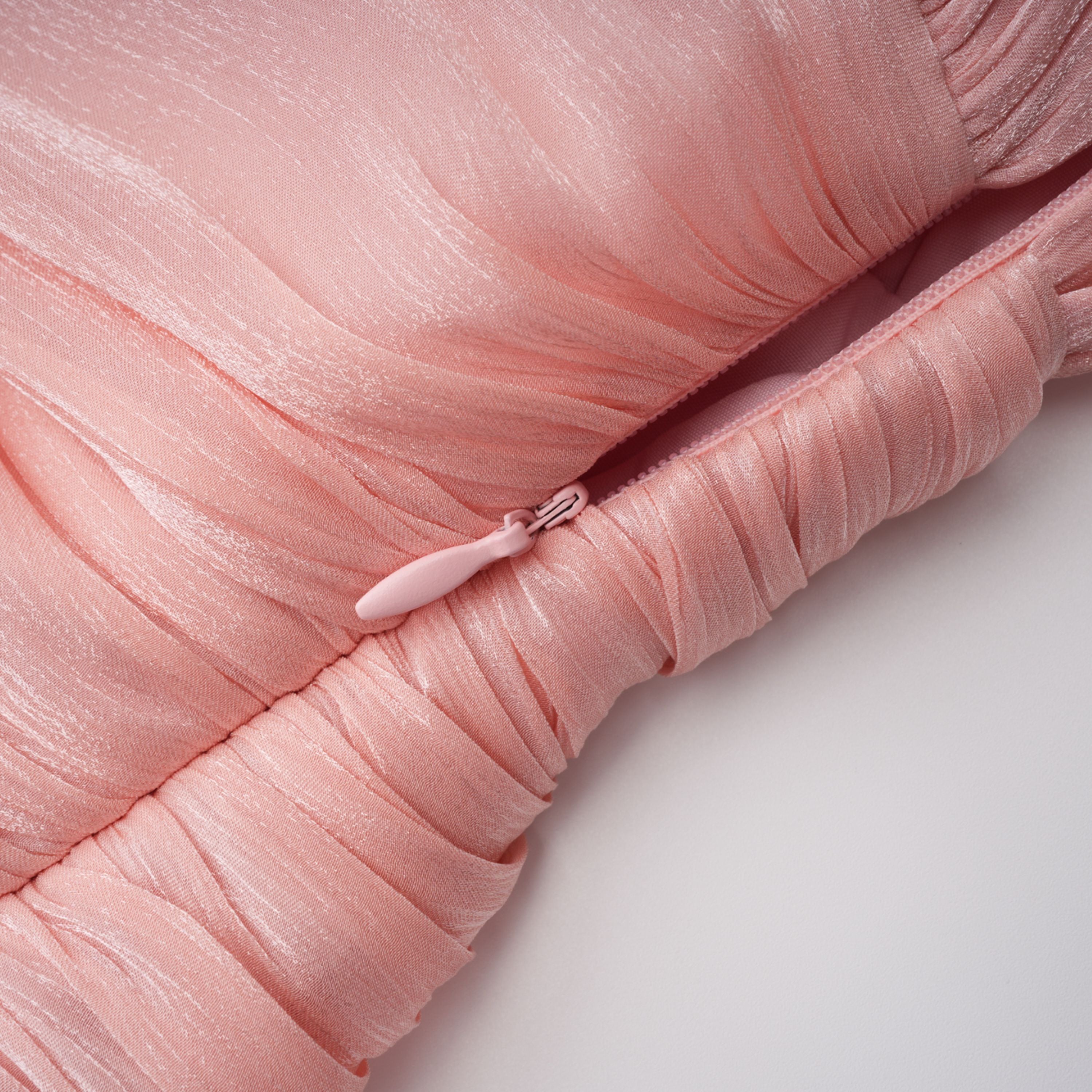 Pink High-Neck Ruffled Mini Dress