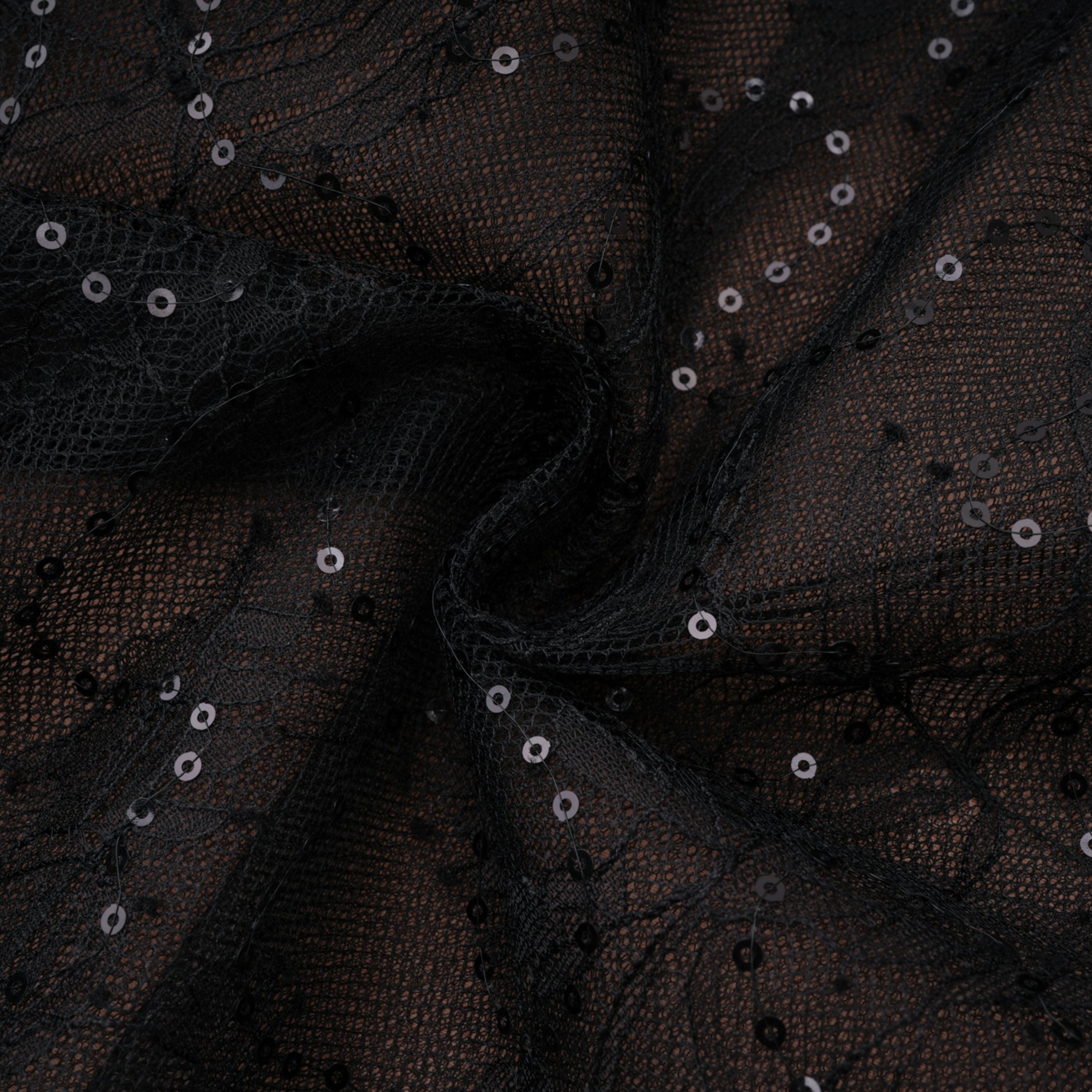 Black Sequined Floral Lace Mini Dress