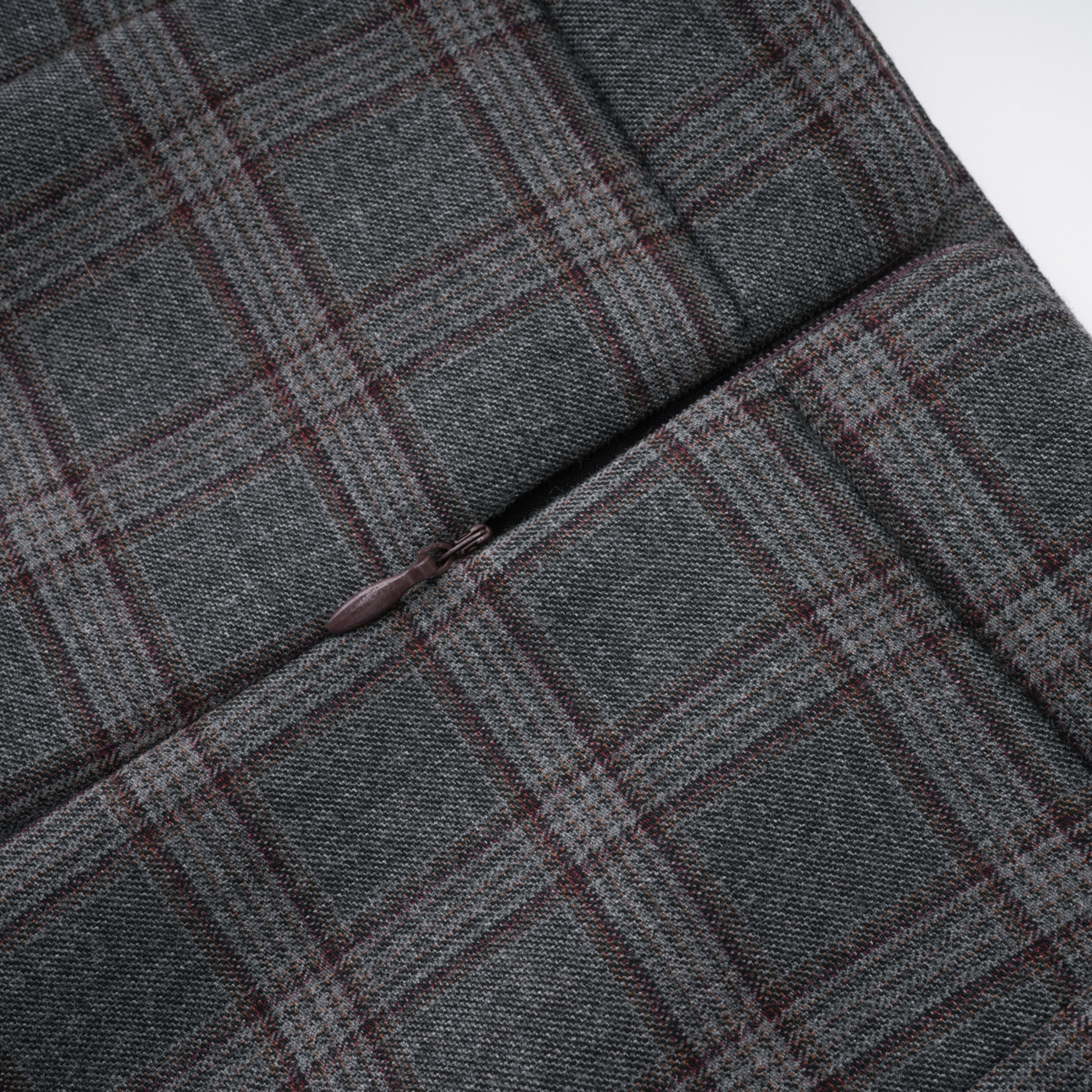 Grey Cut-out Checked Blazer Skirt Set