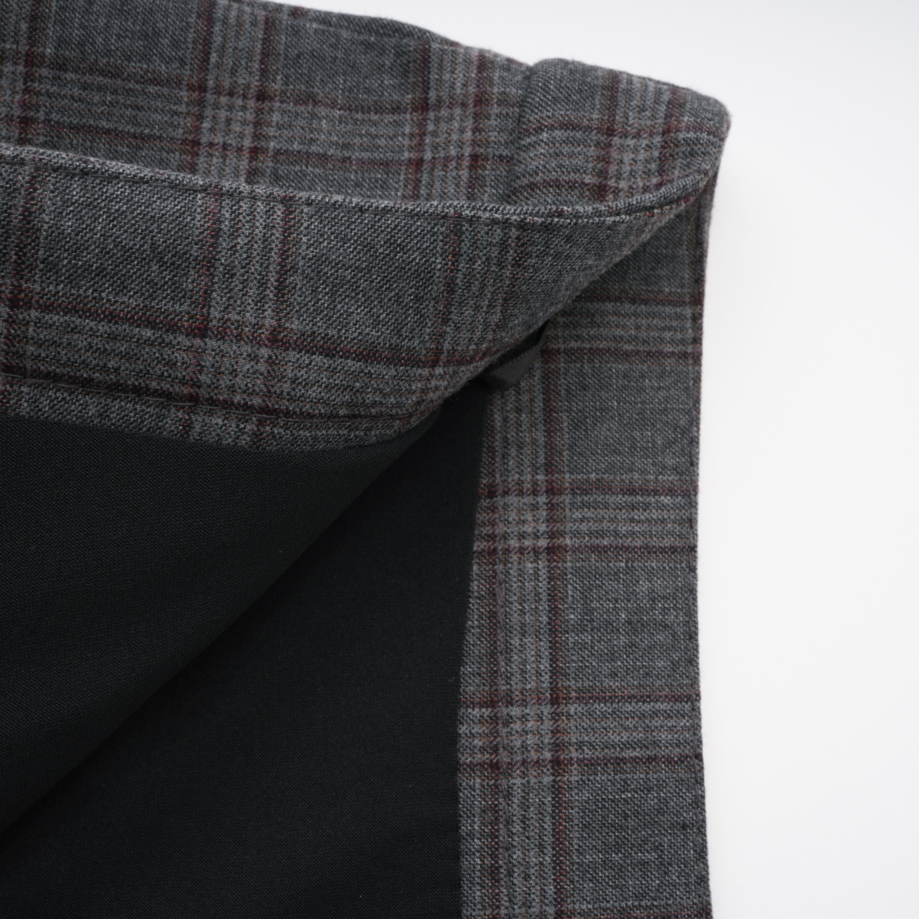 Grey Cut-out Checked Blazer Skirt Set
