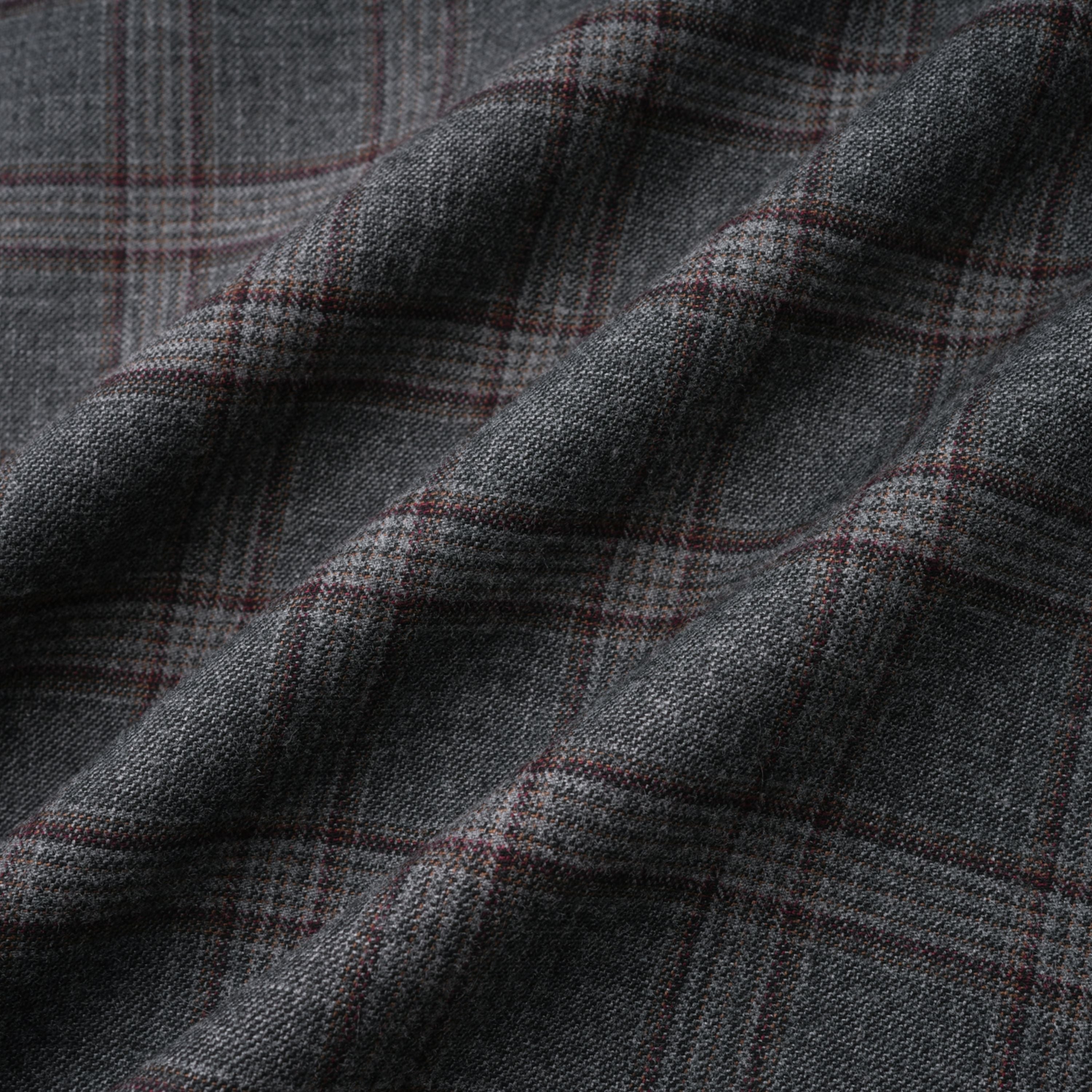 Grey Cut-out Checked Blazer Skirt Set