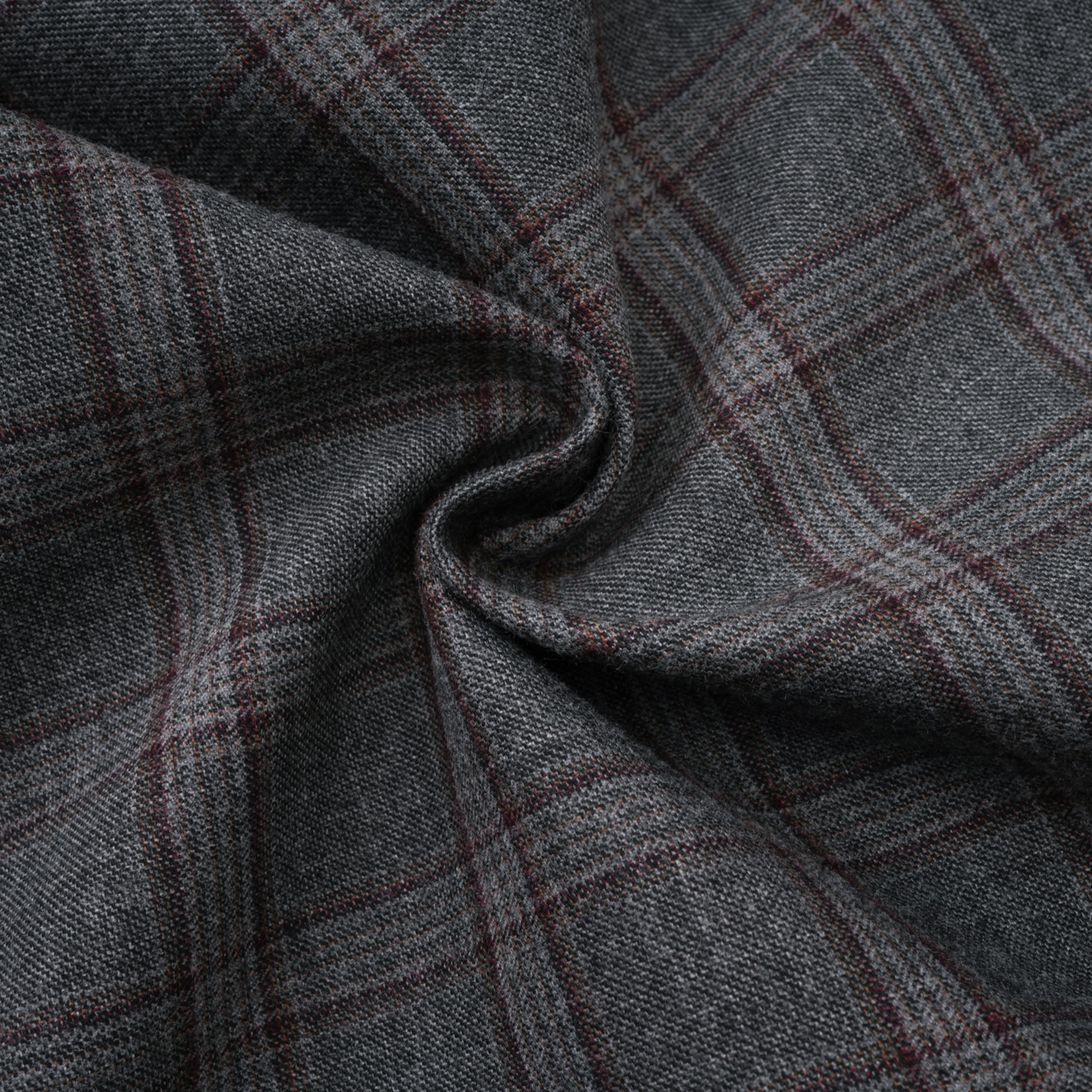 Grey Cut-out Checked Blazer Skirt Set