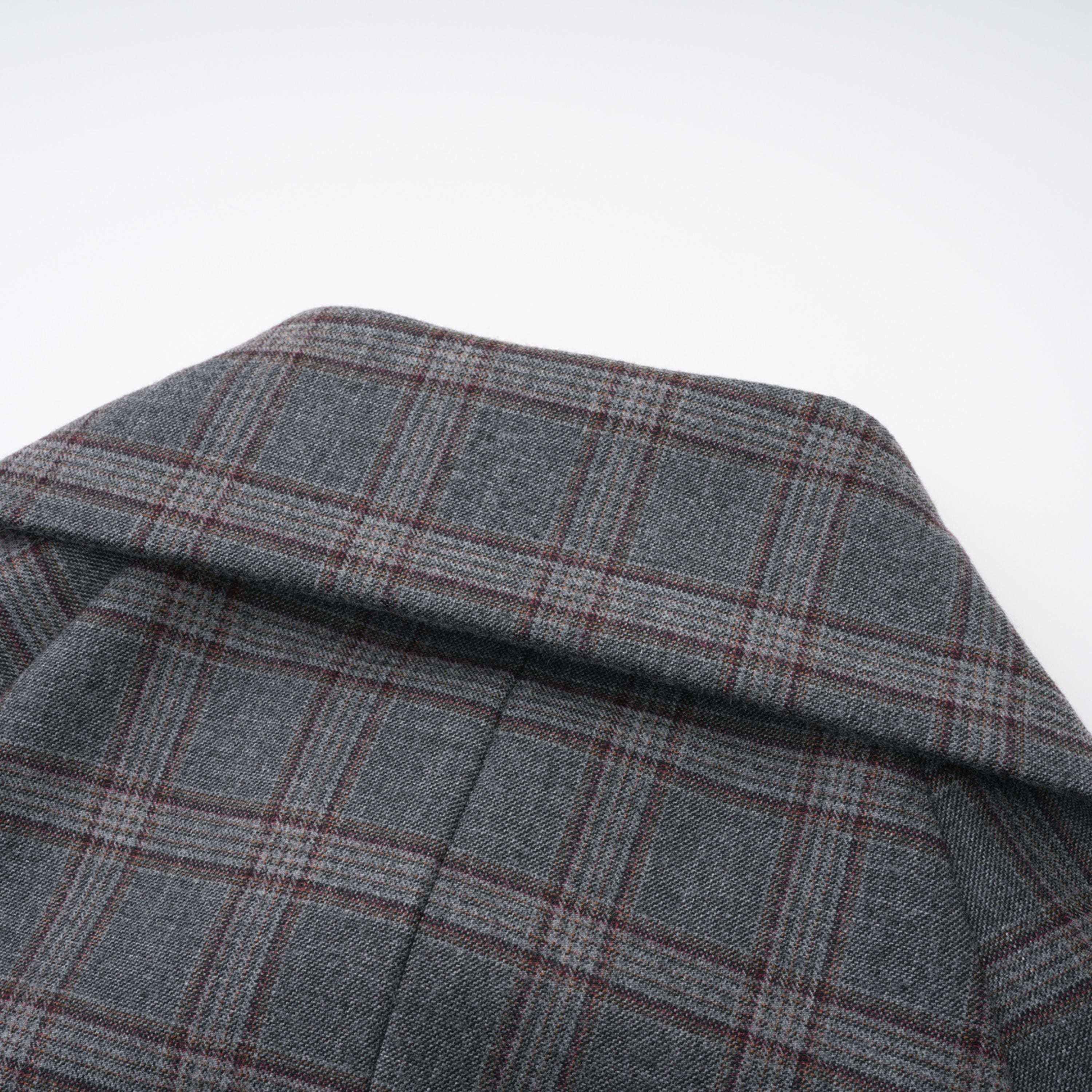 Grey Cut-out Checked Blazer Skirt Set