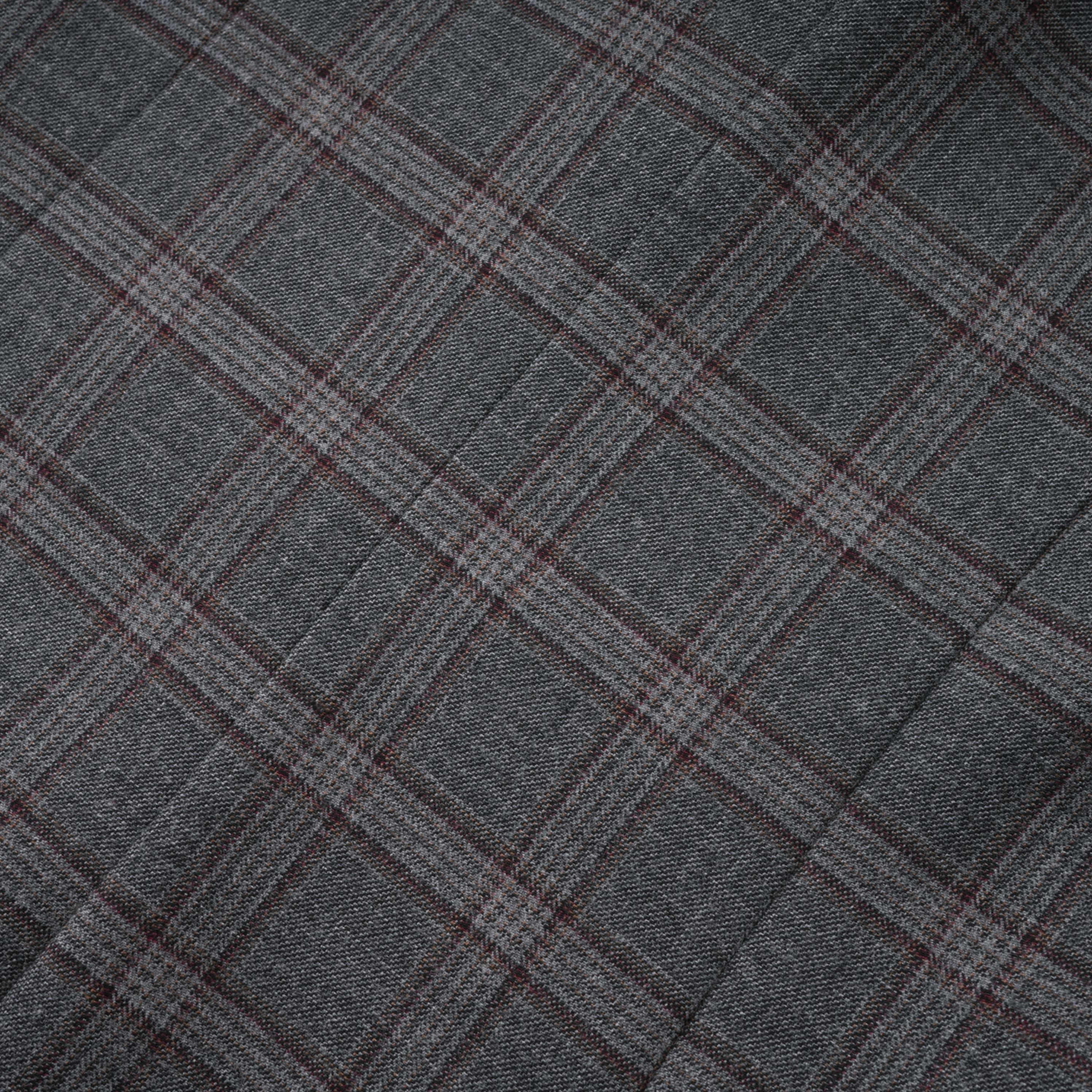Grey Cut-out Checked Blazer Skirt Set