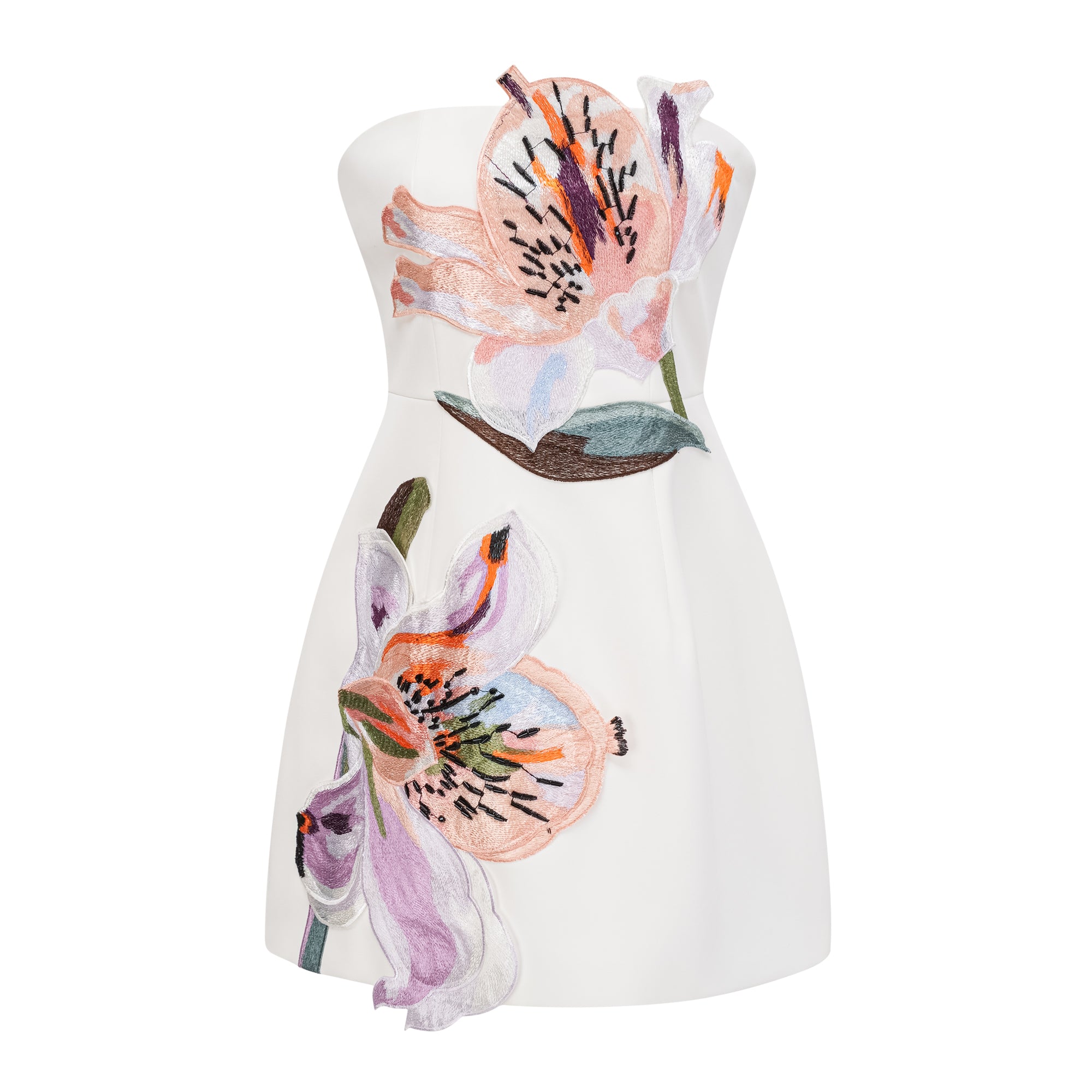 Appliqué Floral Bustier Mini Dress