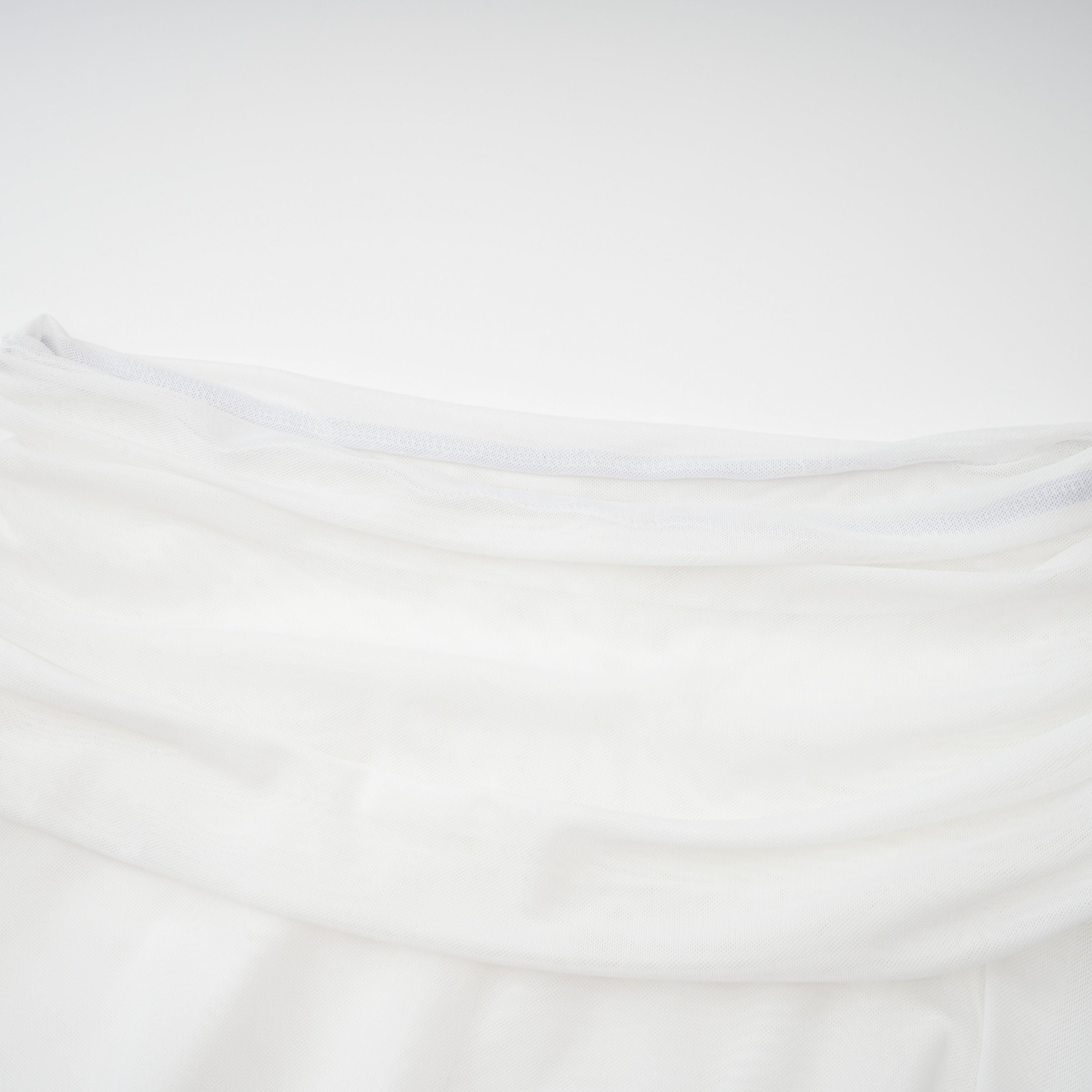 White Chiffon Maxi Dress with High Neck, Side Cut-Out, and High Leg Slit