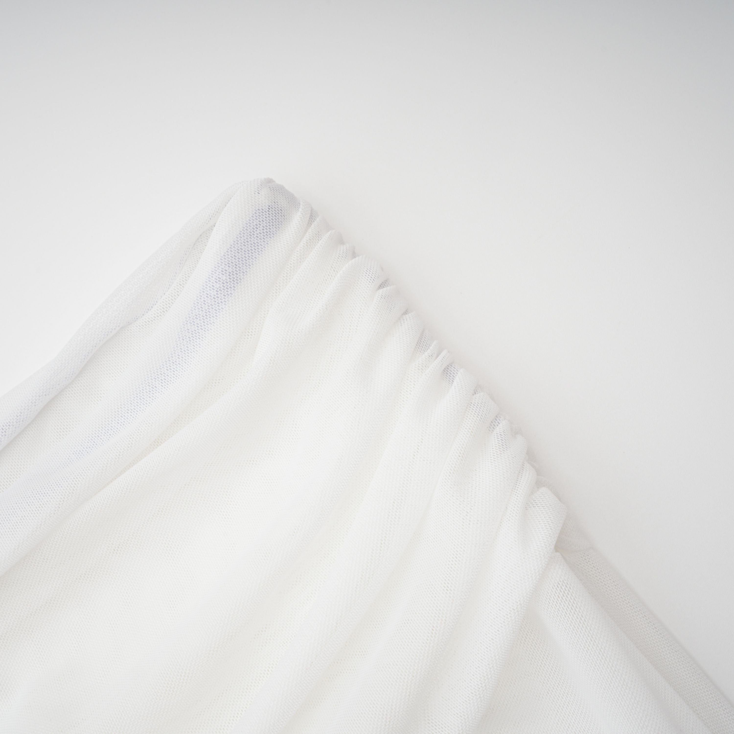 White Chiffon Maxi Dress with High Neck, Side Cut-Out, and High Leg Slit
