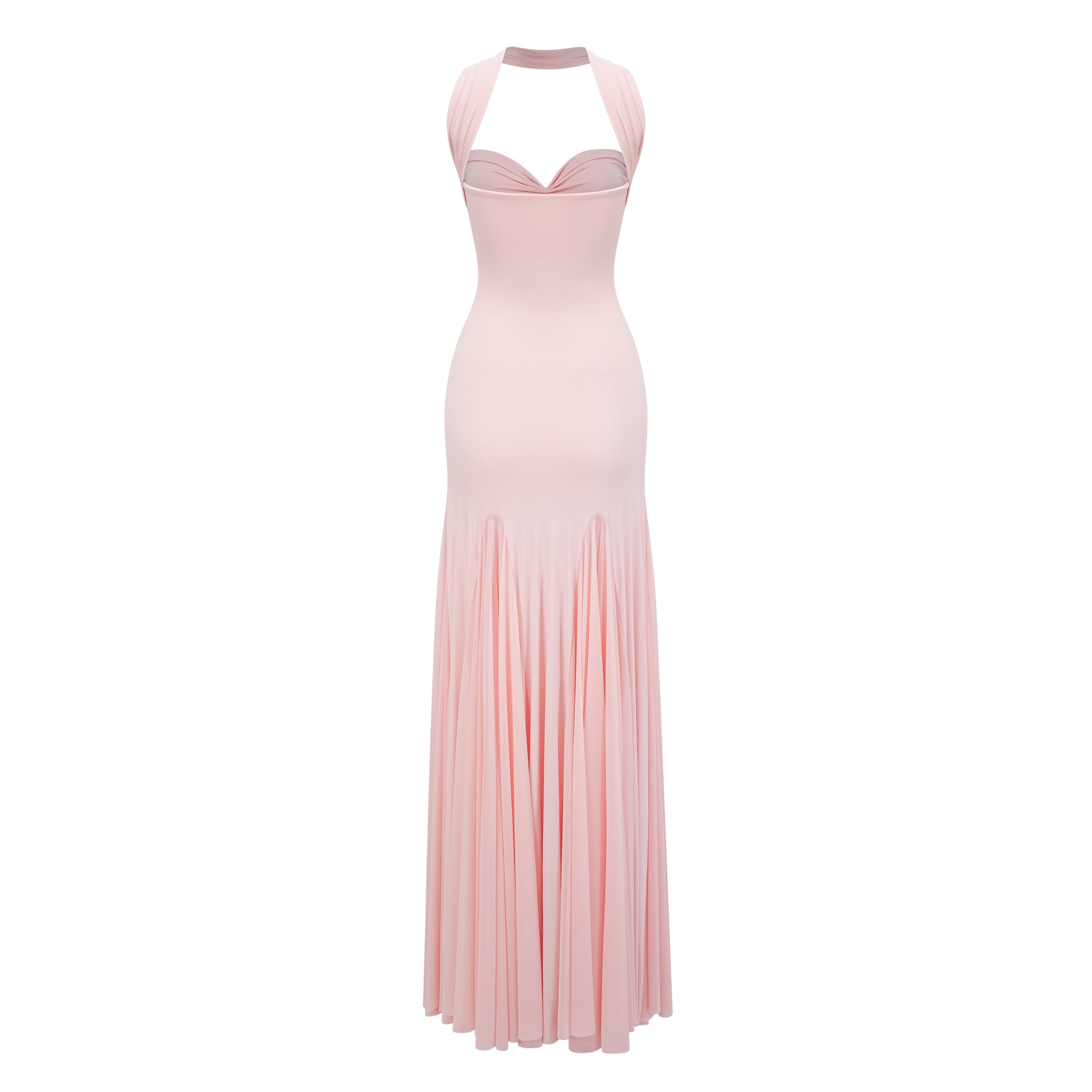 Pink Sweetheart Neck Maxi Dress