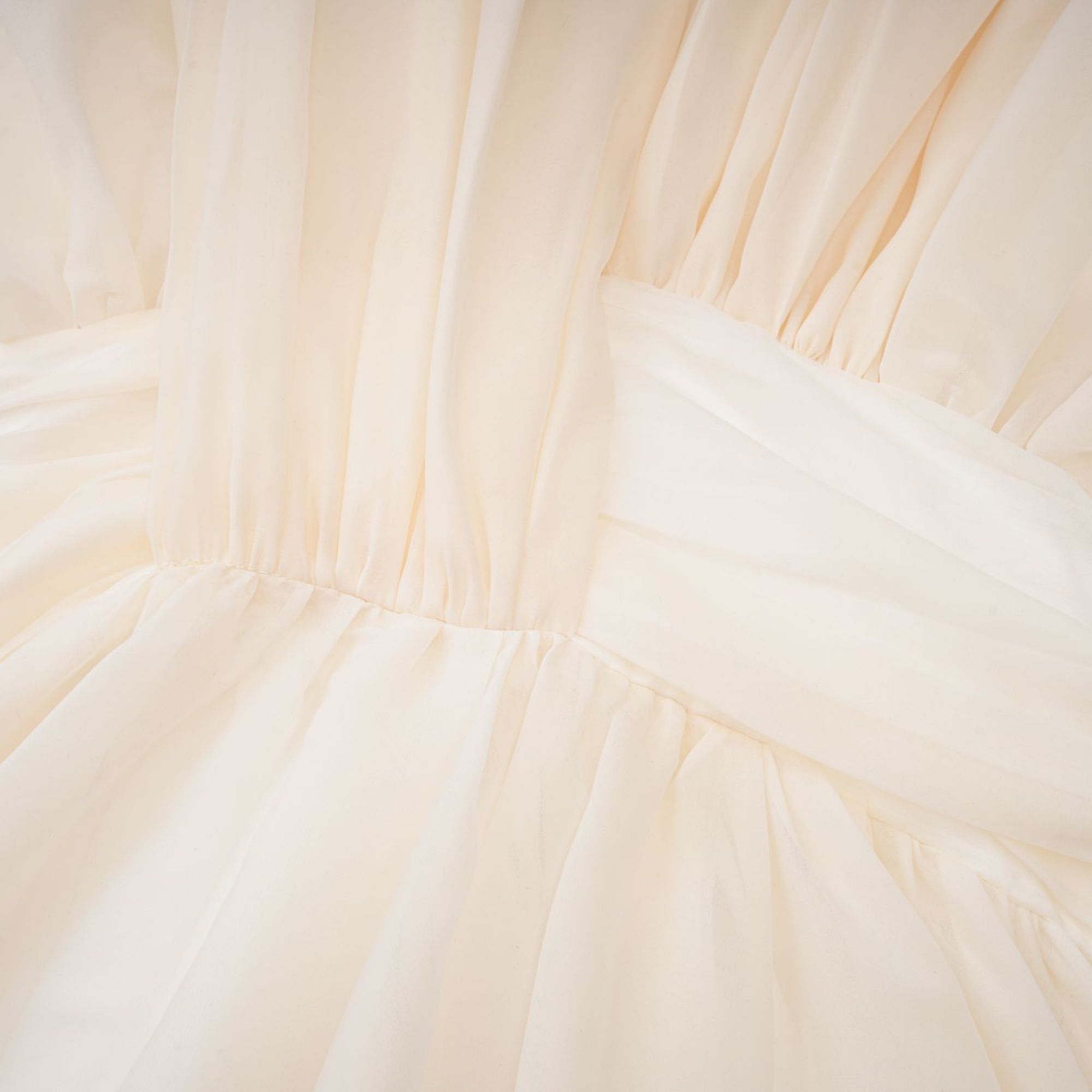Cream long-sleeve midi dress with a balloon hem