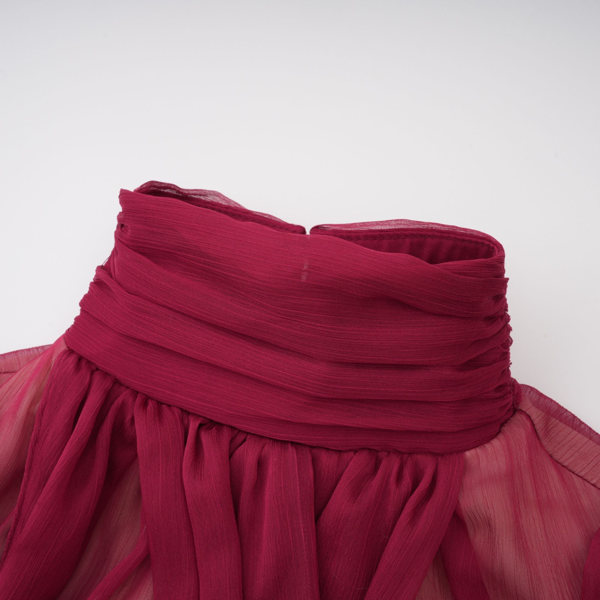 Burgundy Asymmetrical Ruched Mini Dress
