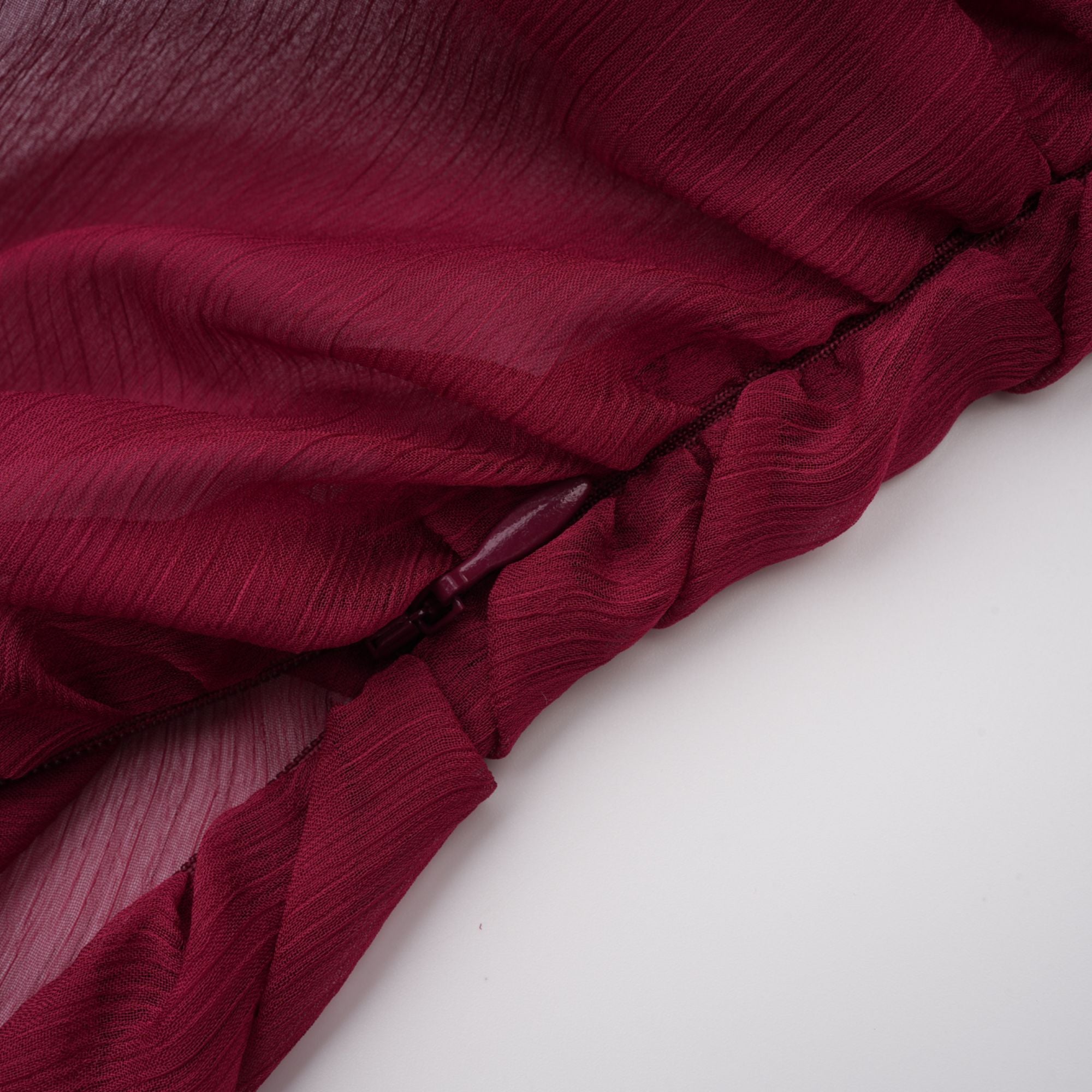 Burgundy Asymmetrical Ruched Mini Dress