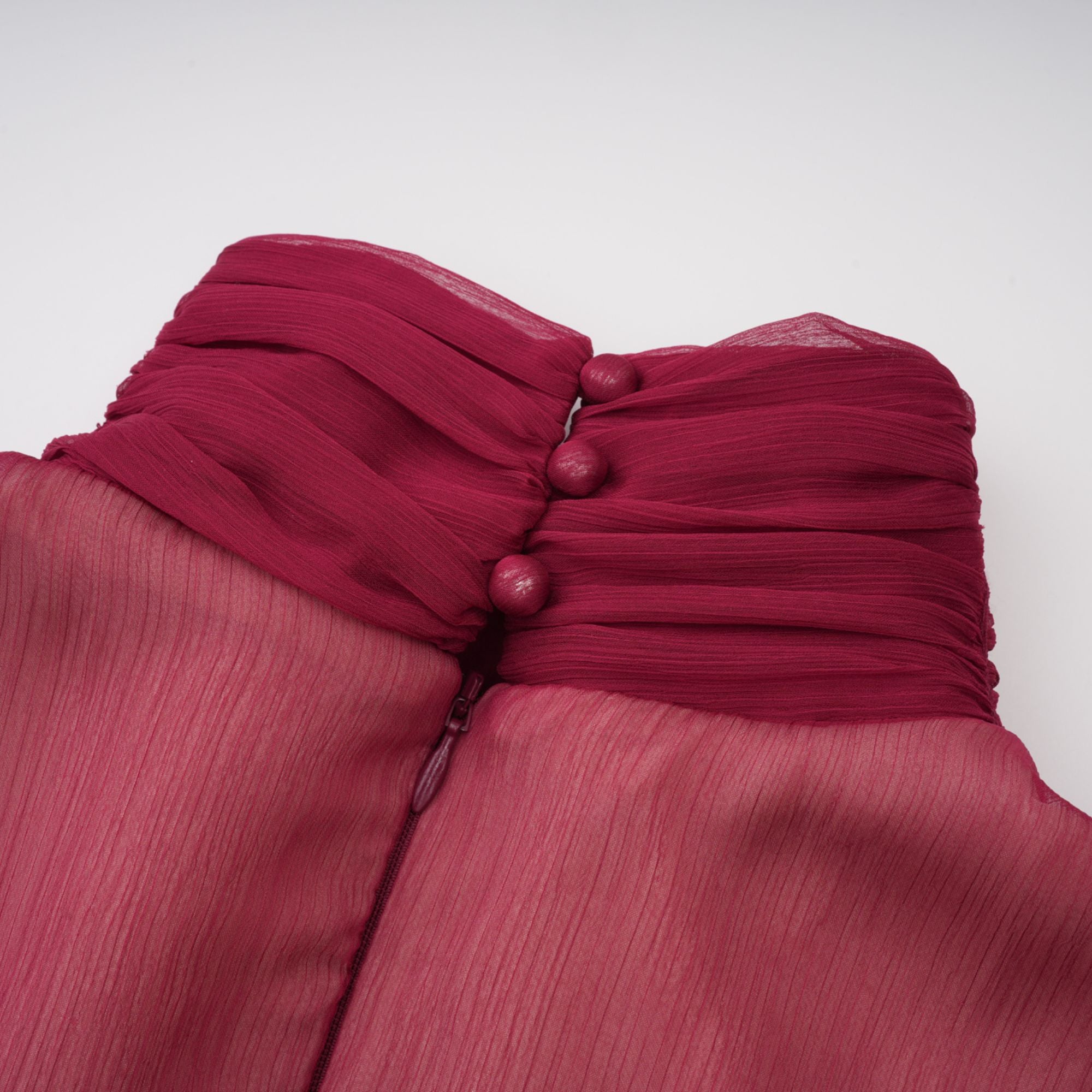 Burgundy Asymmetrical Ruched Mini Dress