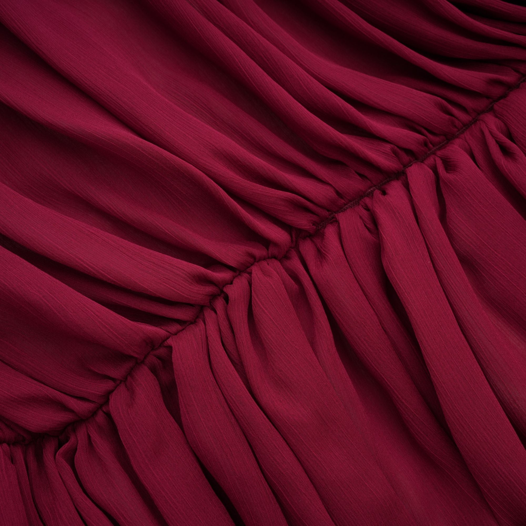 Burgundy Asymmetrical Ruched Mini Dress