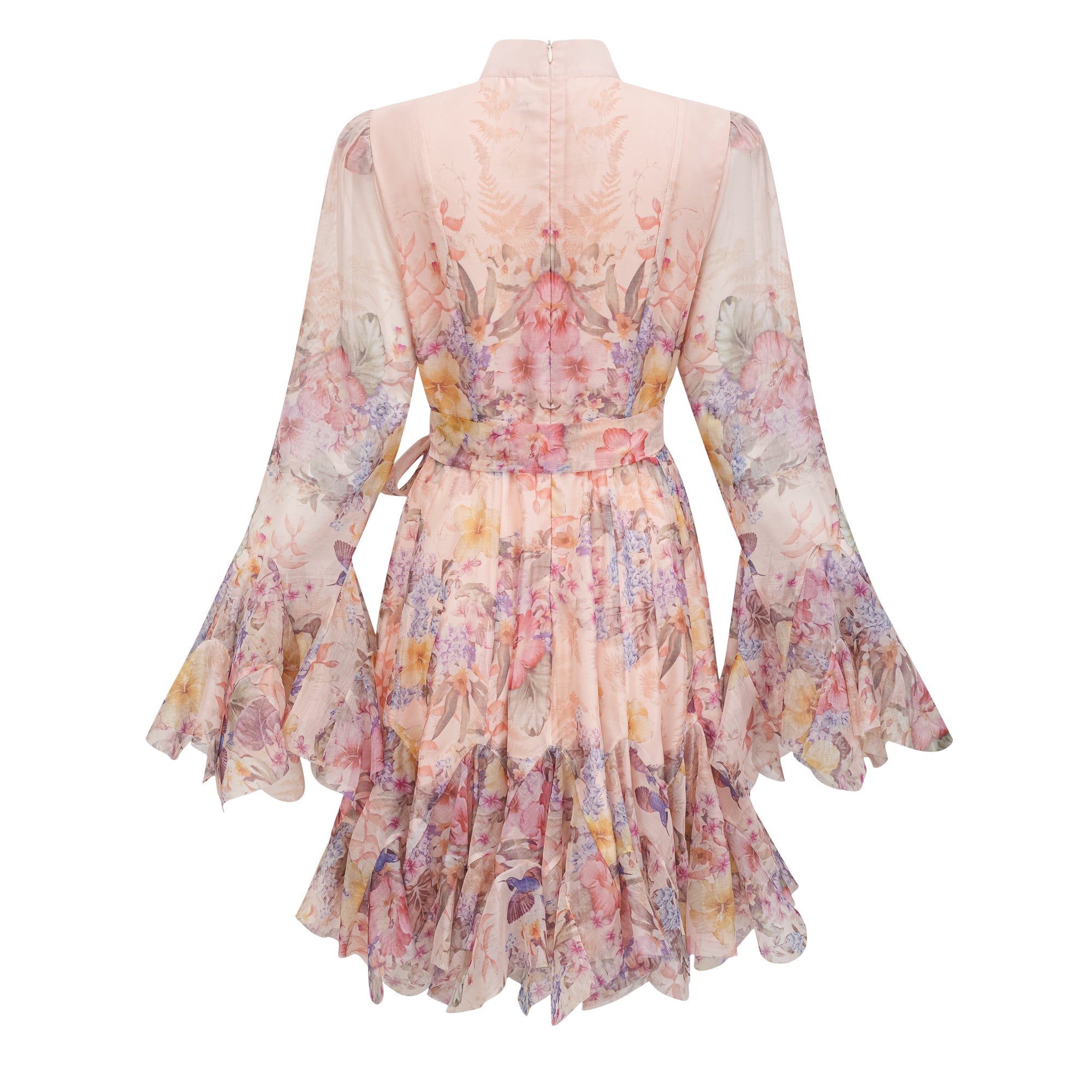 Pink Godet Floral Mini Dress