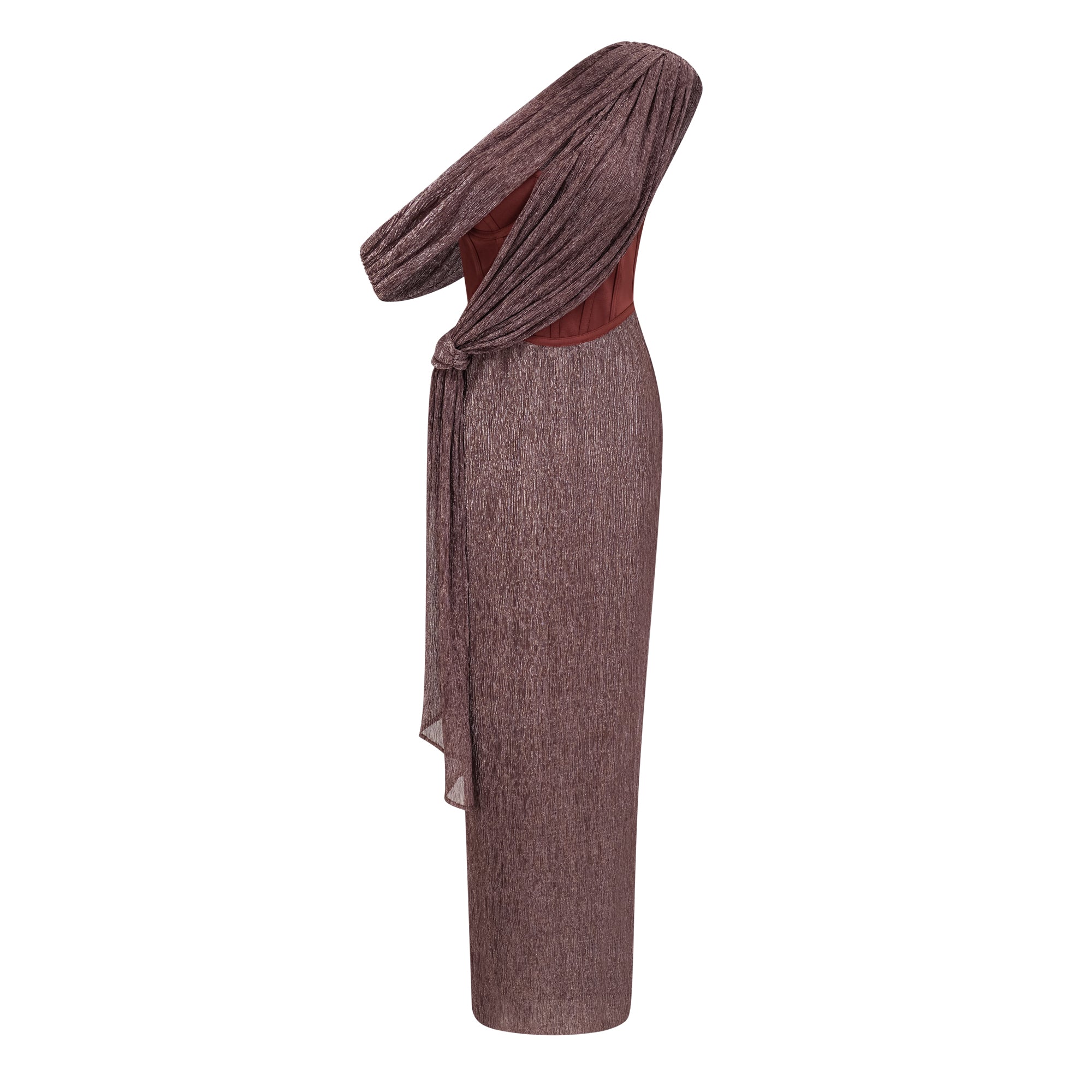 Delphine Ribbon-Design Corset Maxi Dress in Brown – Miss Rosier