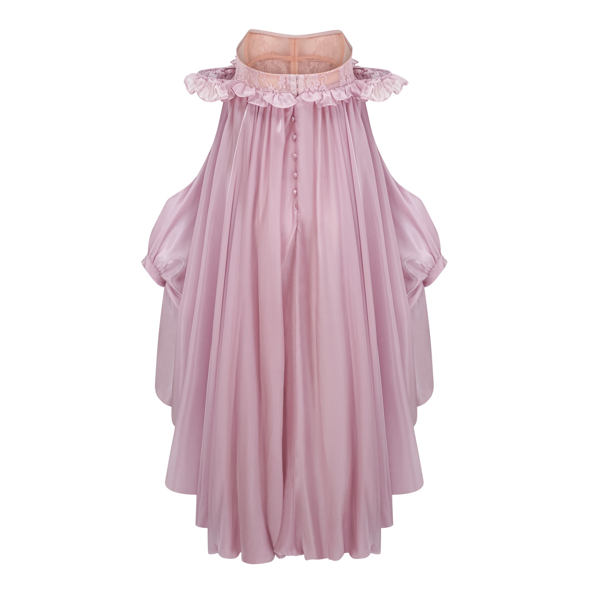 Pink Glossy Bubble Hem Mini Dress