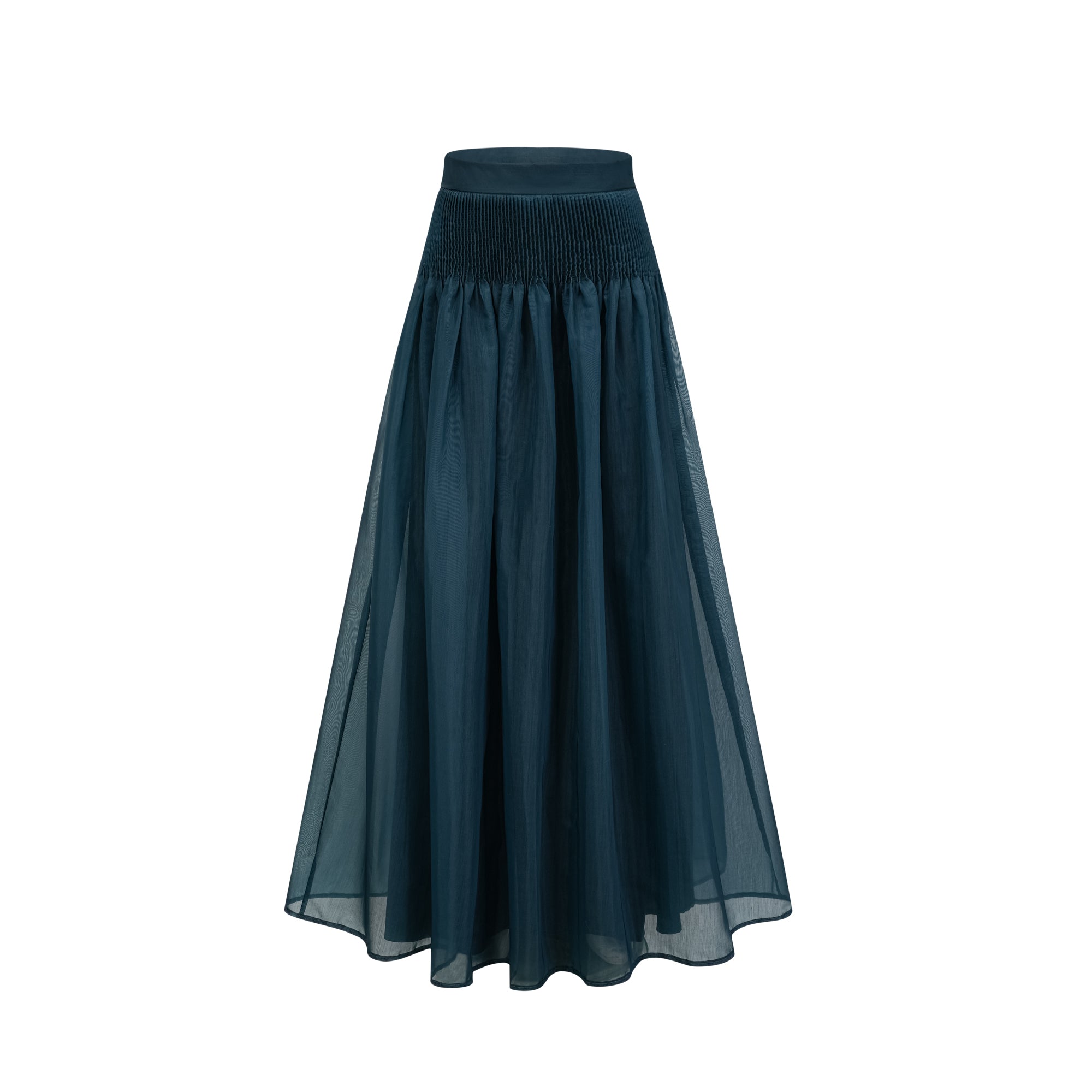 Black long-sleeve maxi dress with a pussy-bow neckline