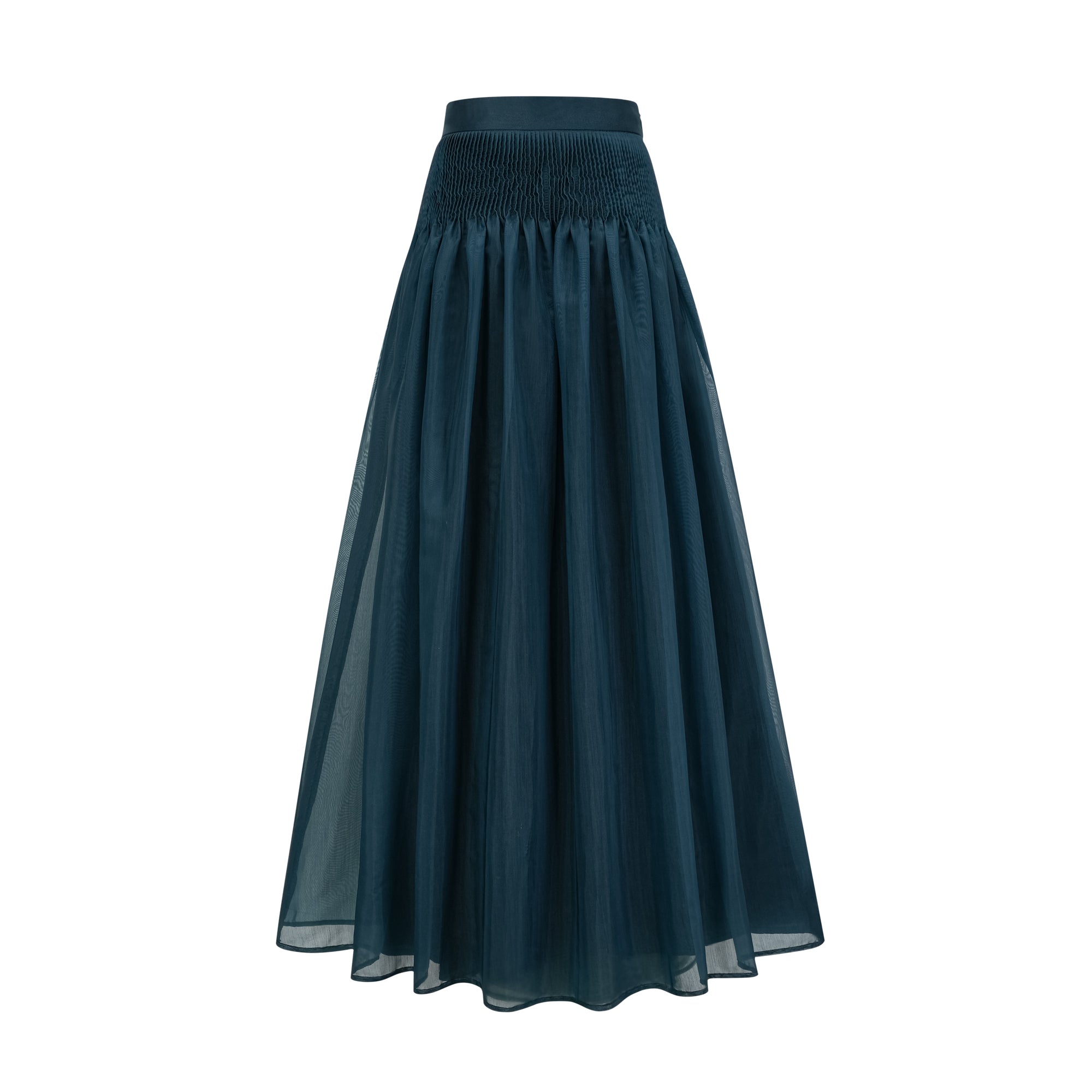 Black long-sleeve maxi dress with a pussy-bow neckline
