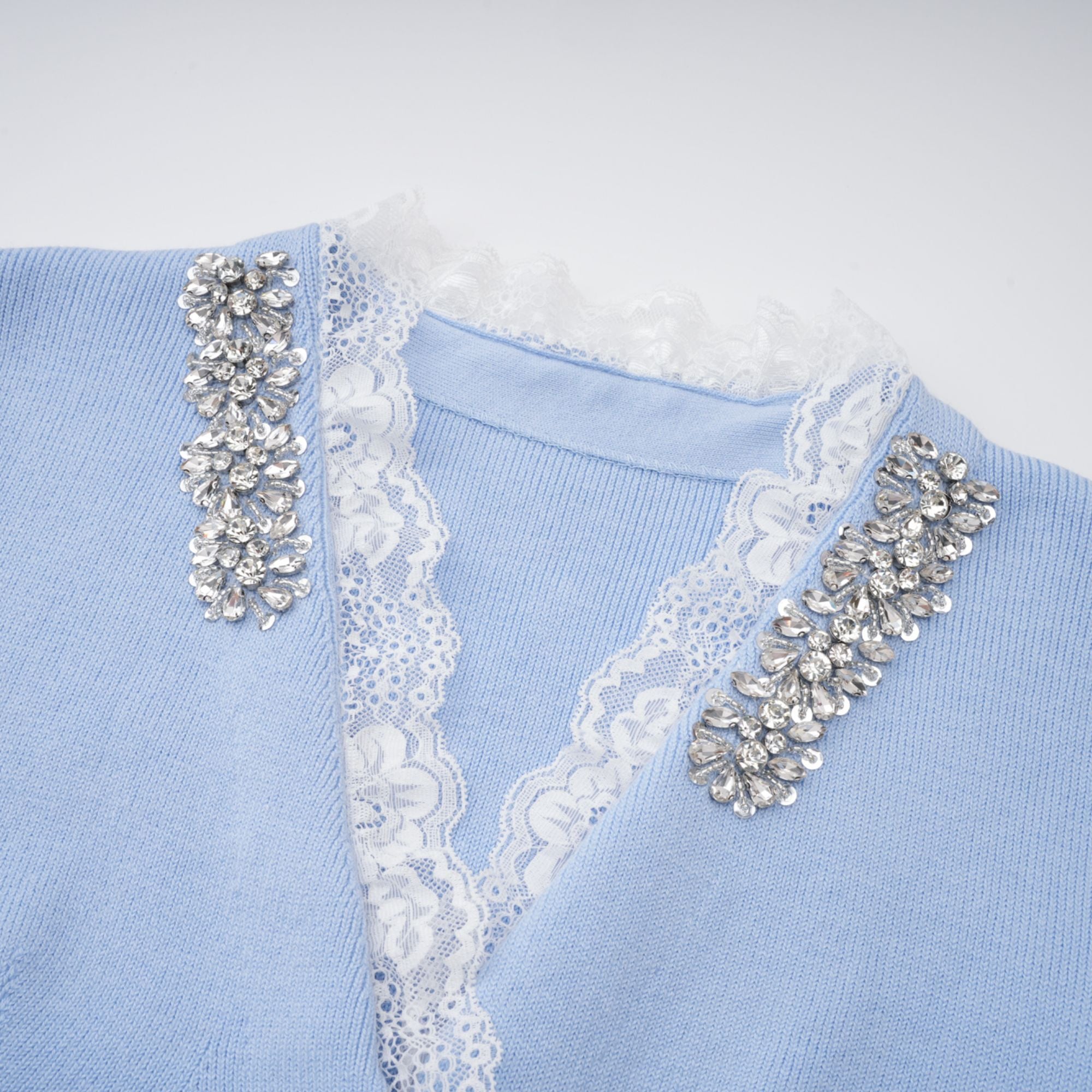 Blue Crystal Trim Cardigan