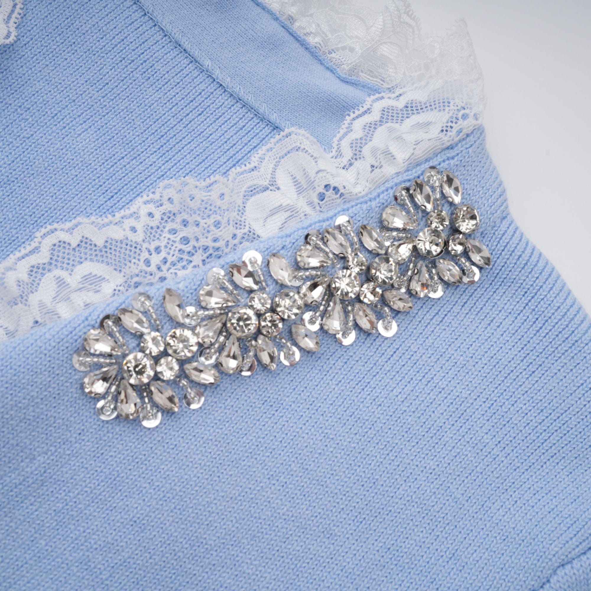 Blue Crystal Trim Cardigan