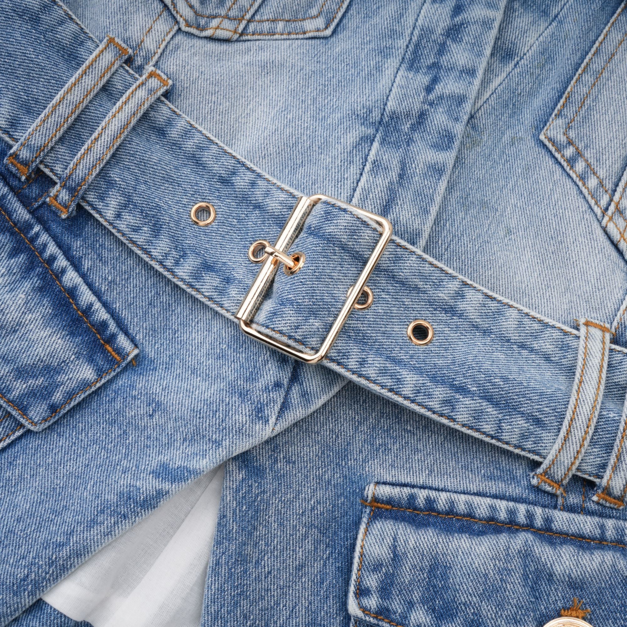 Edda Light Blue Belted Denim Jacket – Miss Rosier - Women's Online