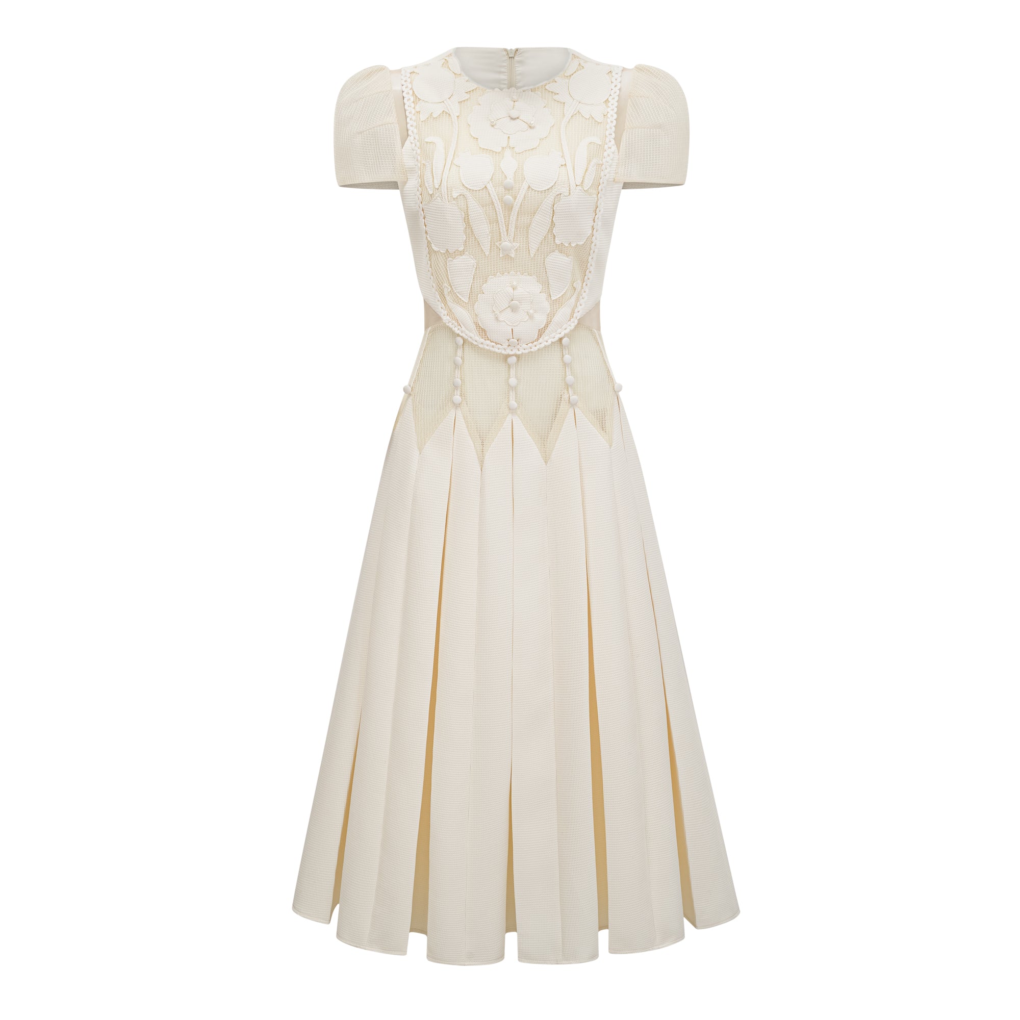 White Flower Embroidered Maxi Dress