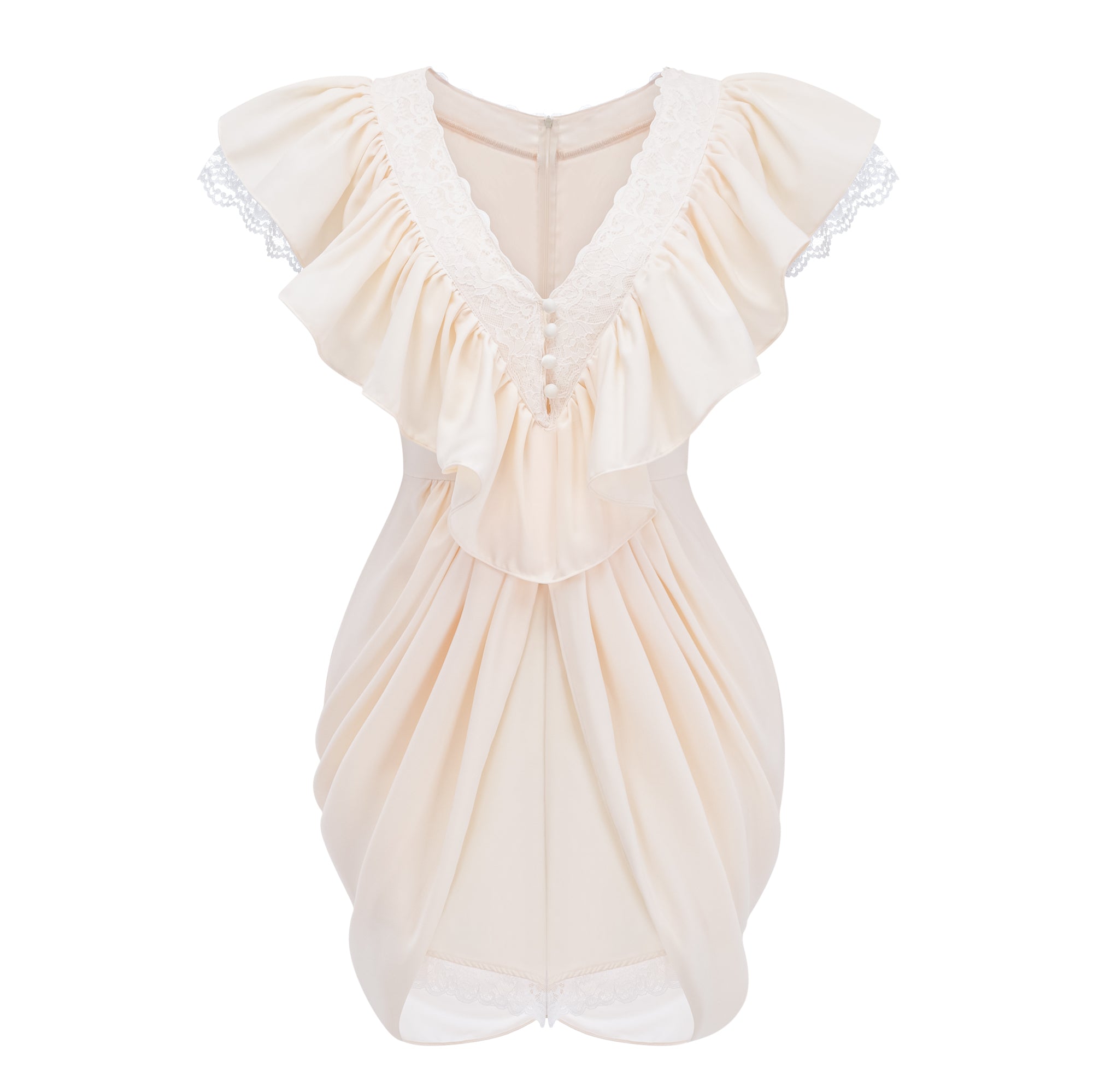 Nani Cream Plunge Neck Satin Jumpsuit with Lace Panels – Miss