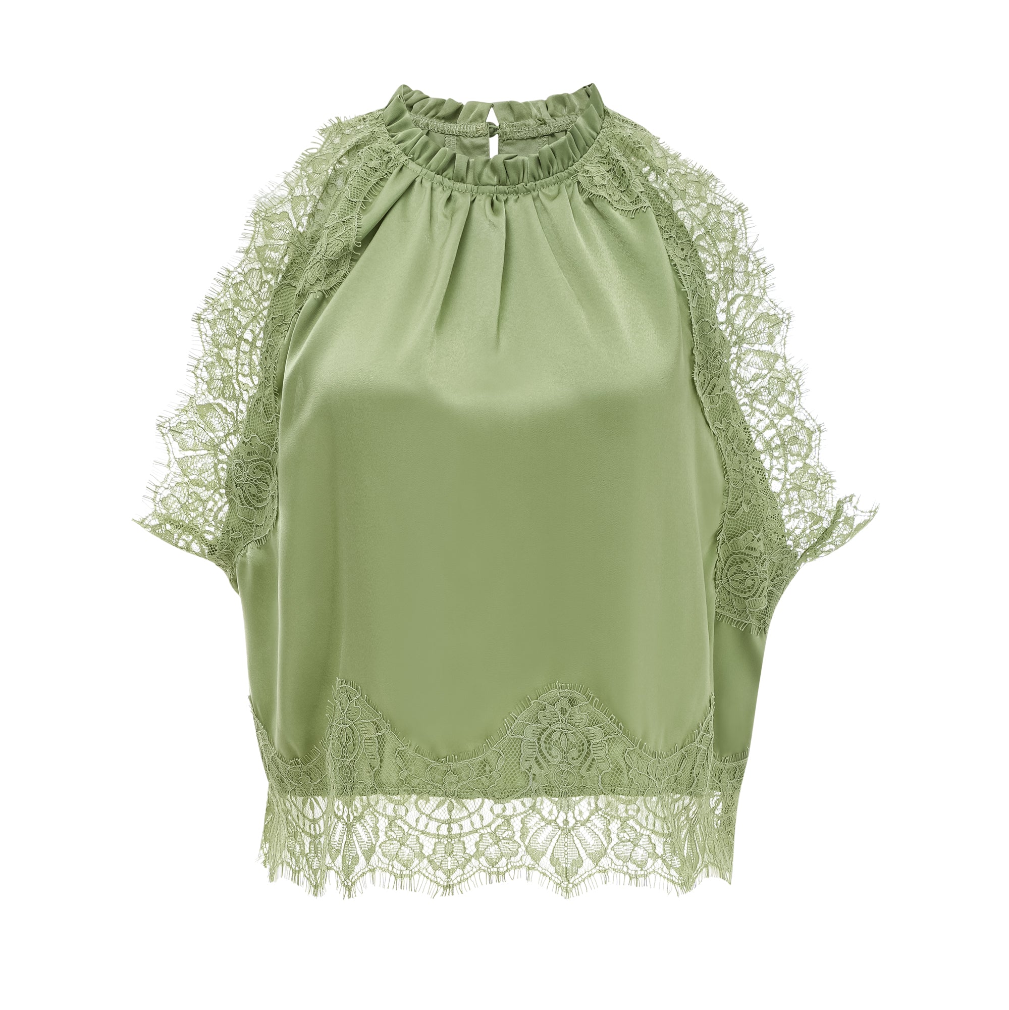 Lace Top & Lace Hankerchief Skirt in Sage
