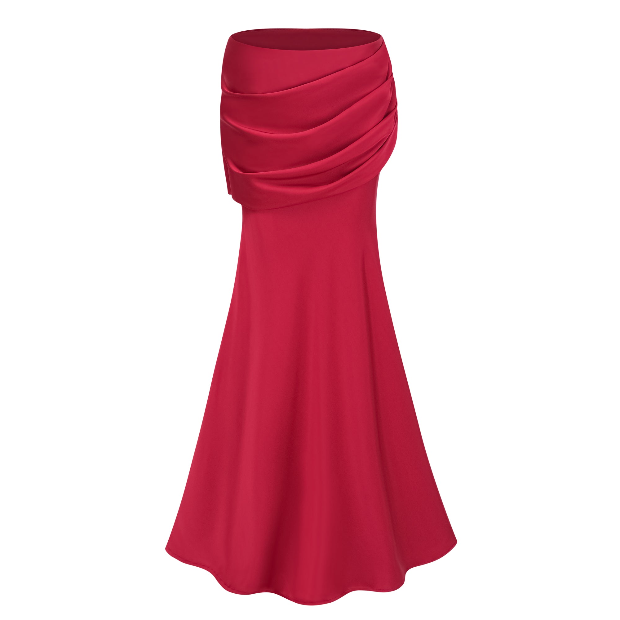 Olesya Red Lace Top & Ruched Skirt Set