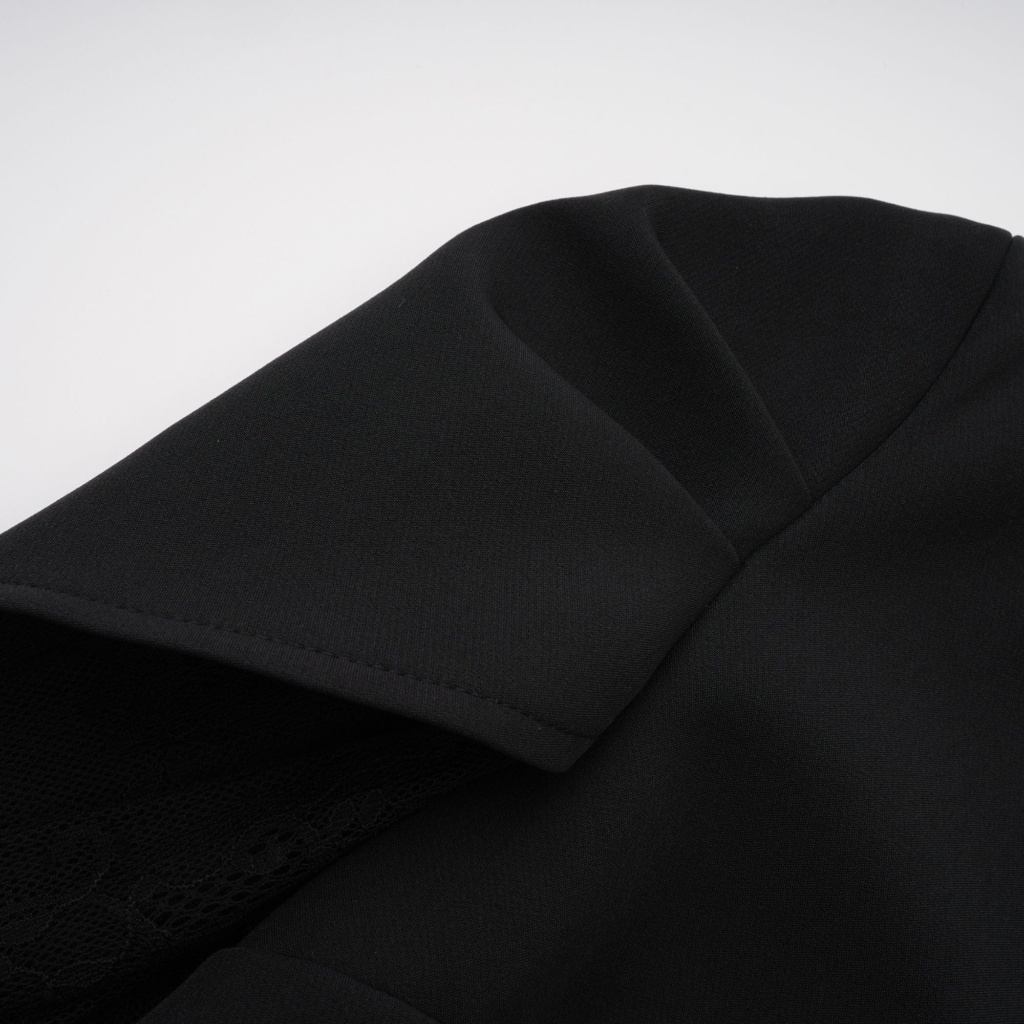 Black High Slit Lace Panel Midi Dress