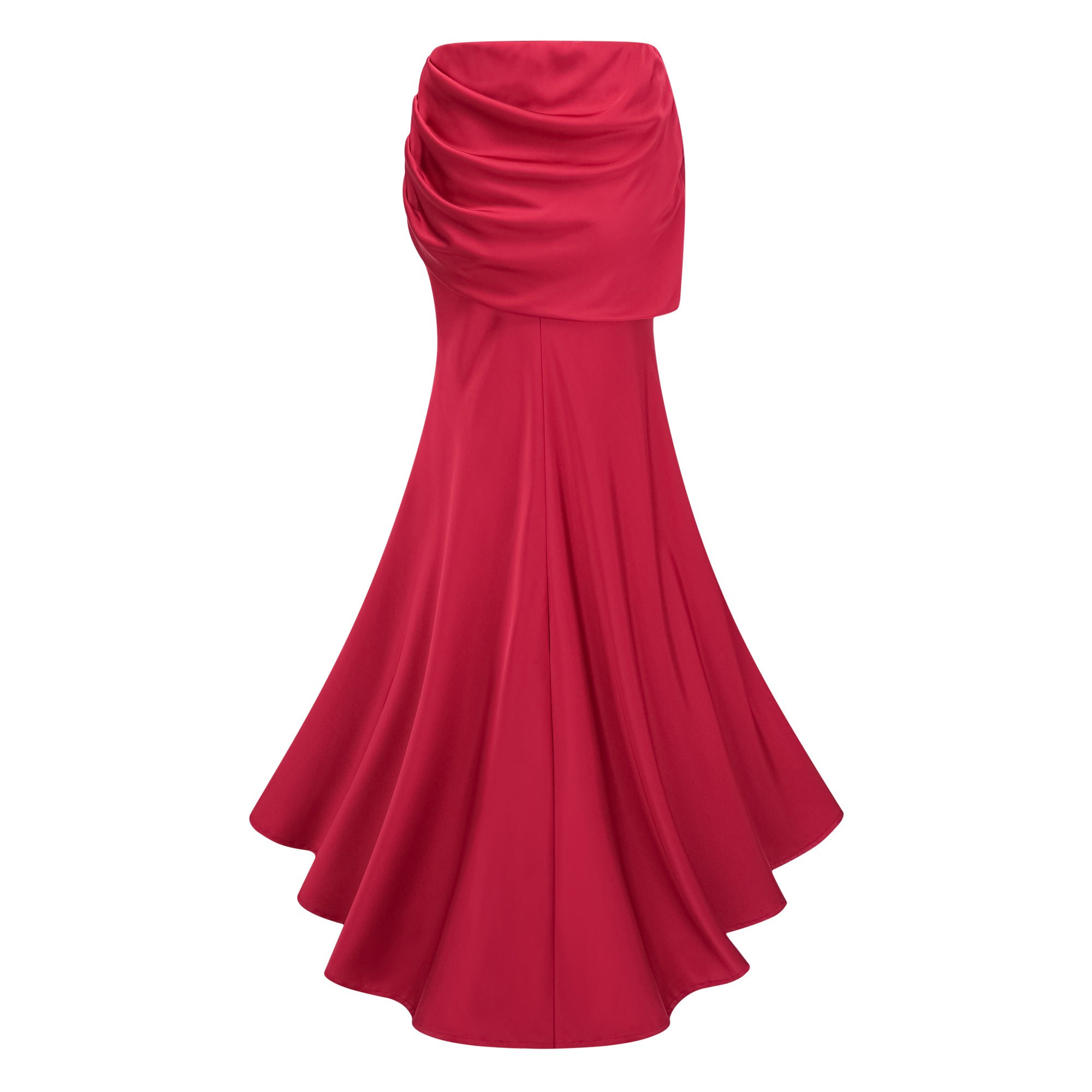 Olesya Red Lace Top & Ruched Skirt Set