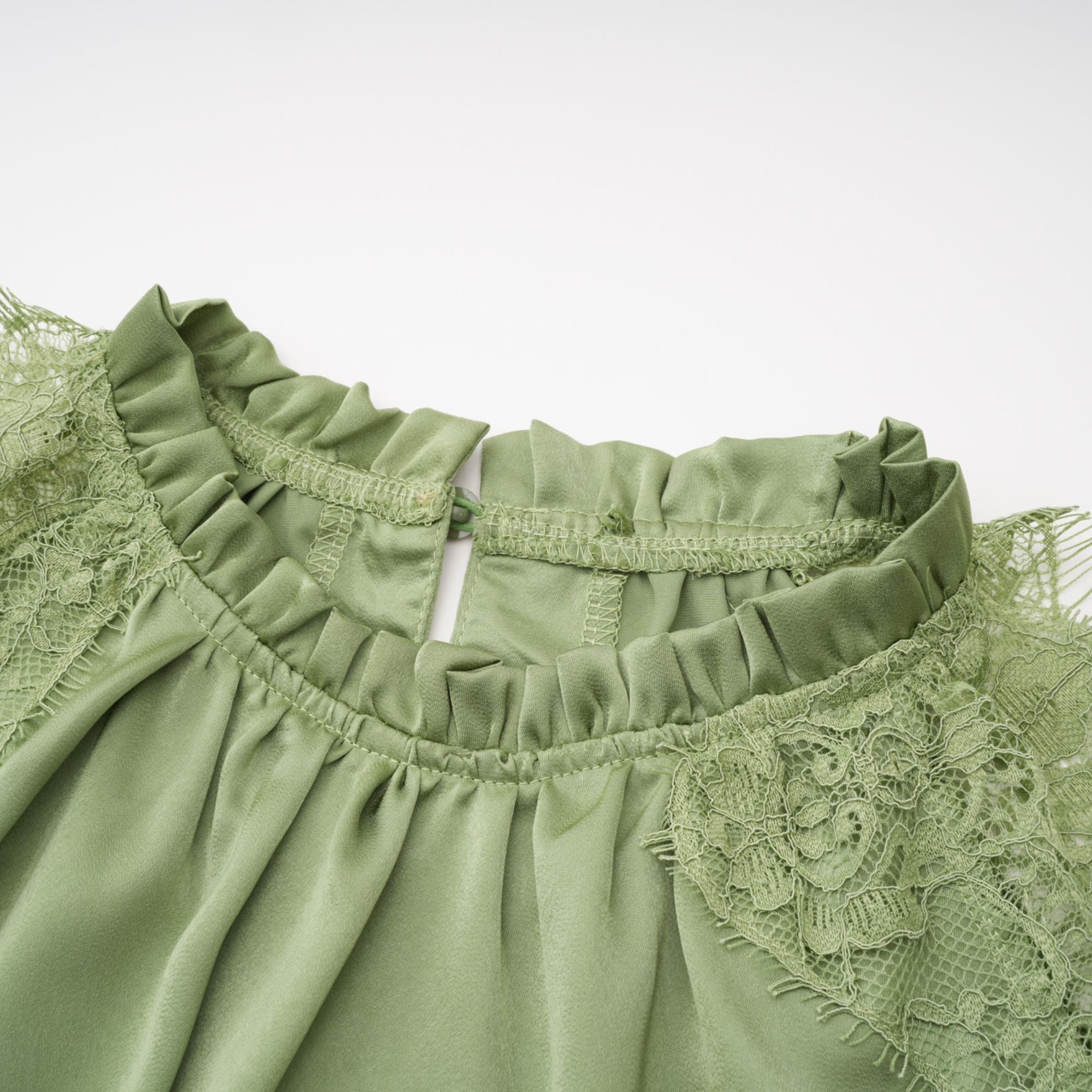 Lace Top & Lace Hankerchief Skirt in Sage