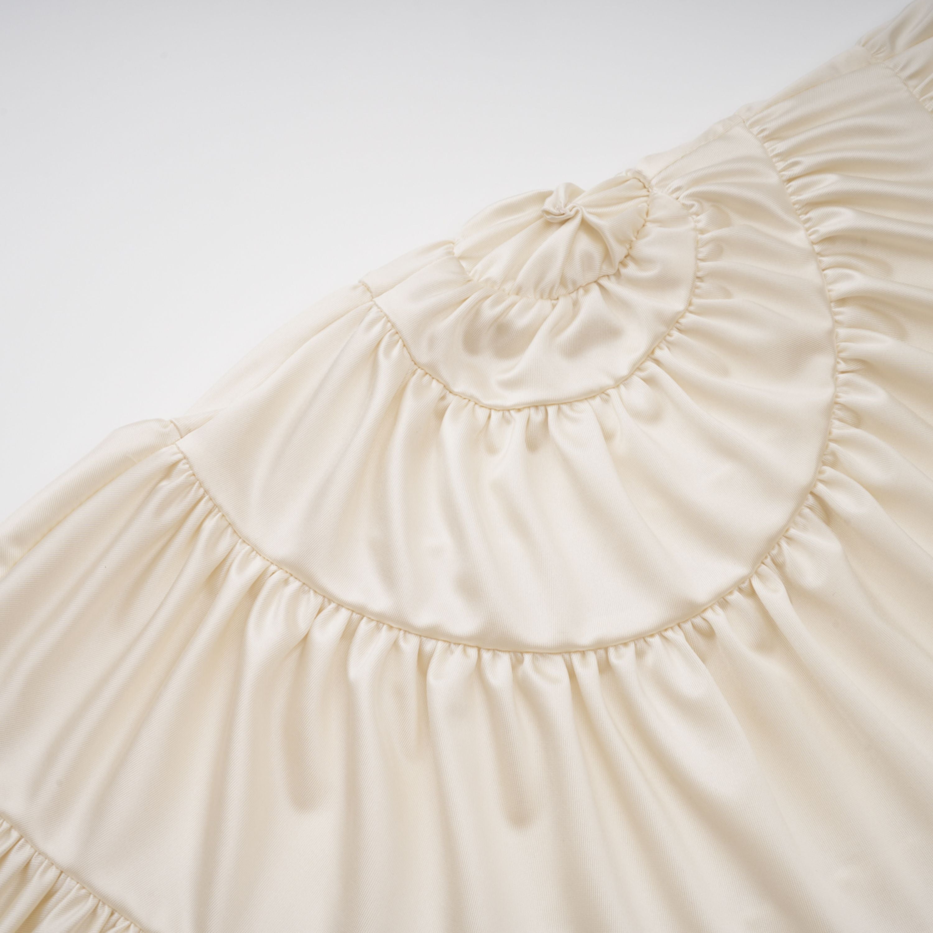 Halterneck Cream White Shirred Gown