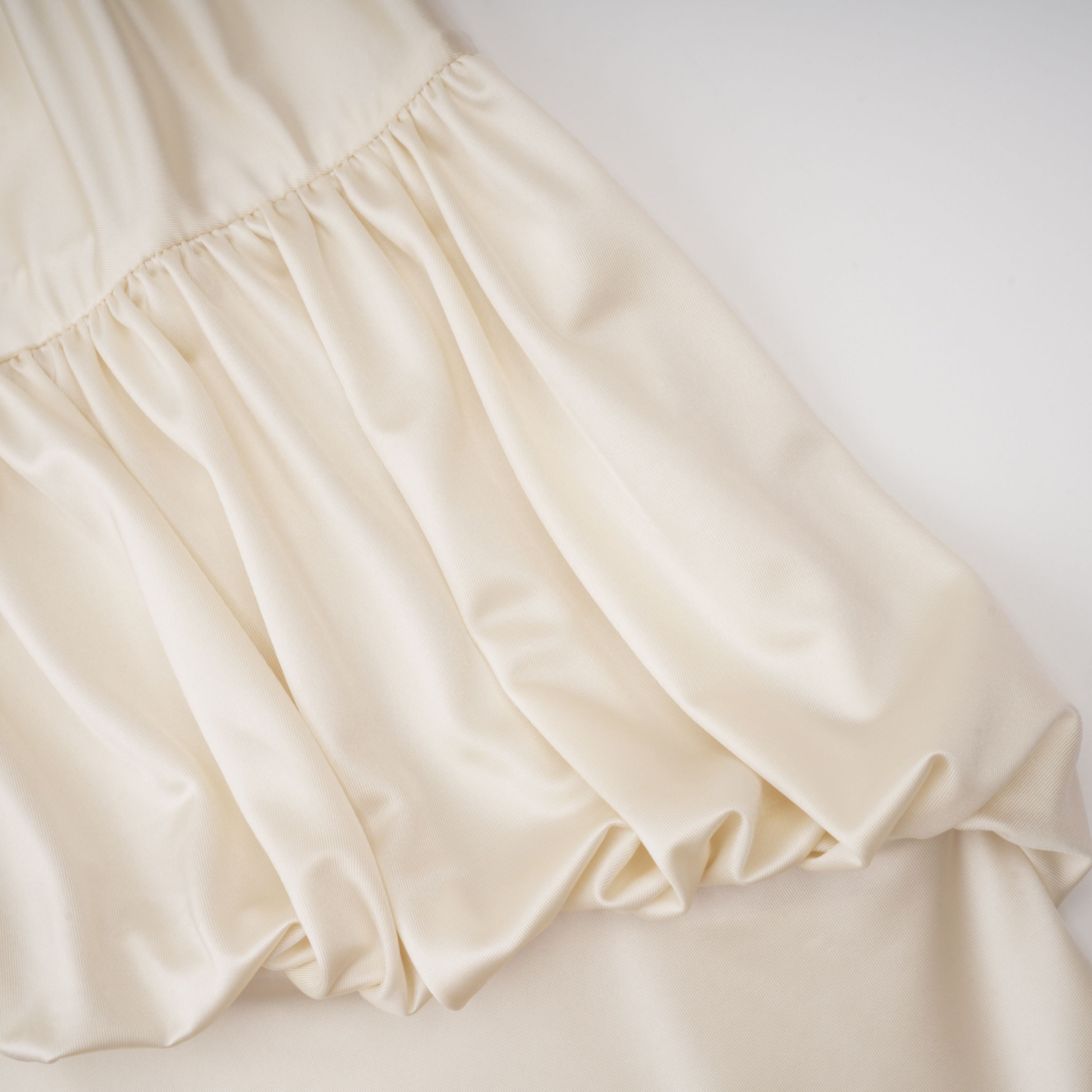 Halterneck Cream White Shirred Gown