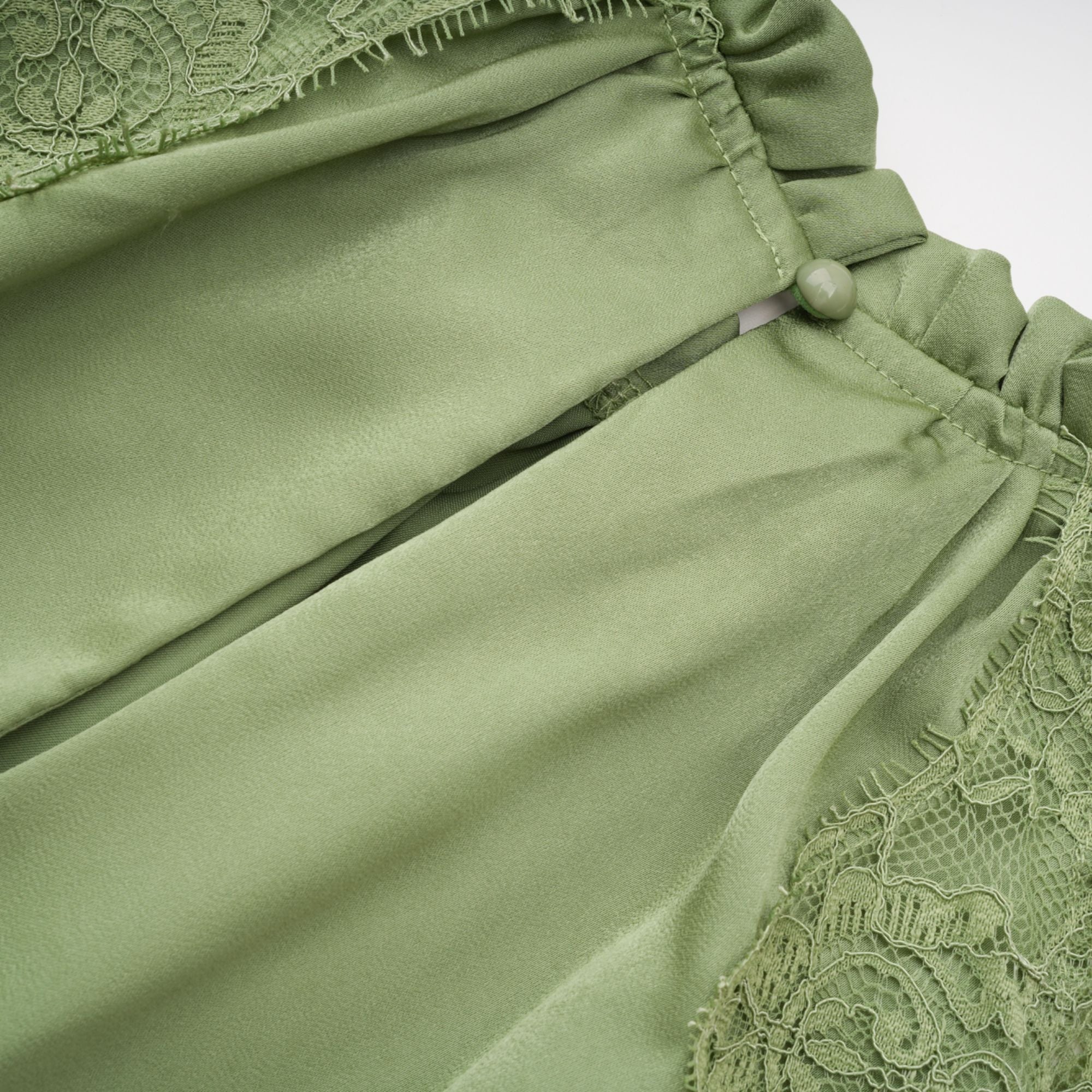 Lace Top & Lace Hankerchief Skirt in Sage