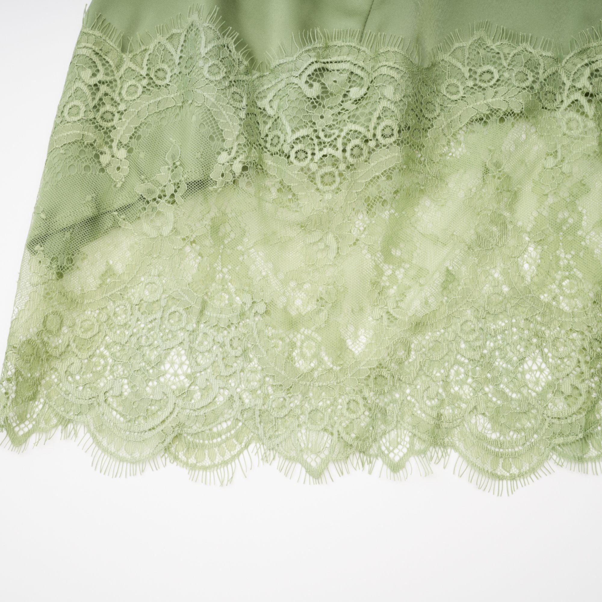 Lace Top & Lace Hankerchief Skirt in Sage