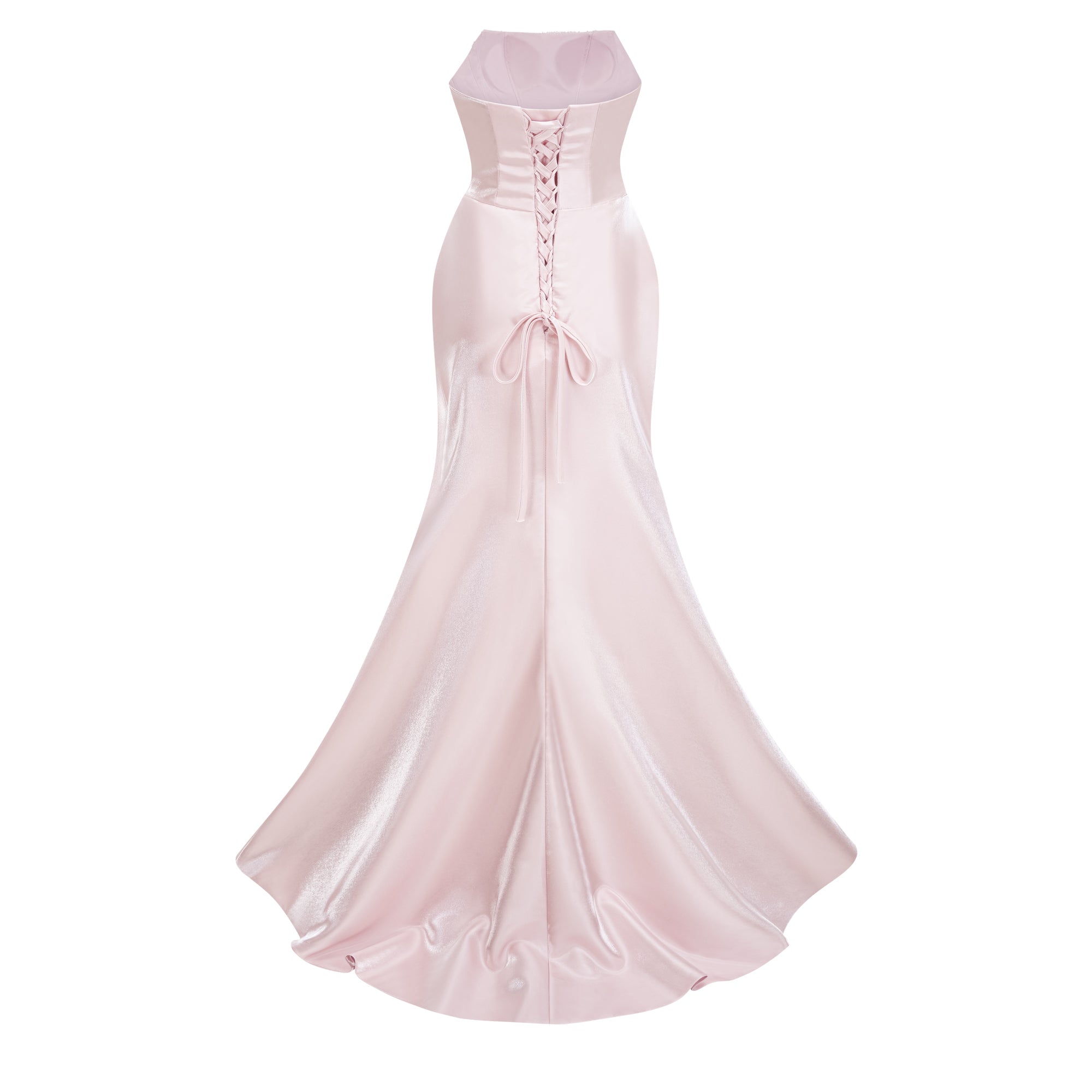 Pink Rhinestone Strapless Maxi Dress