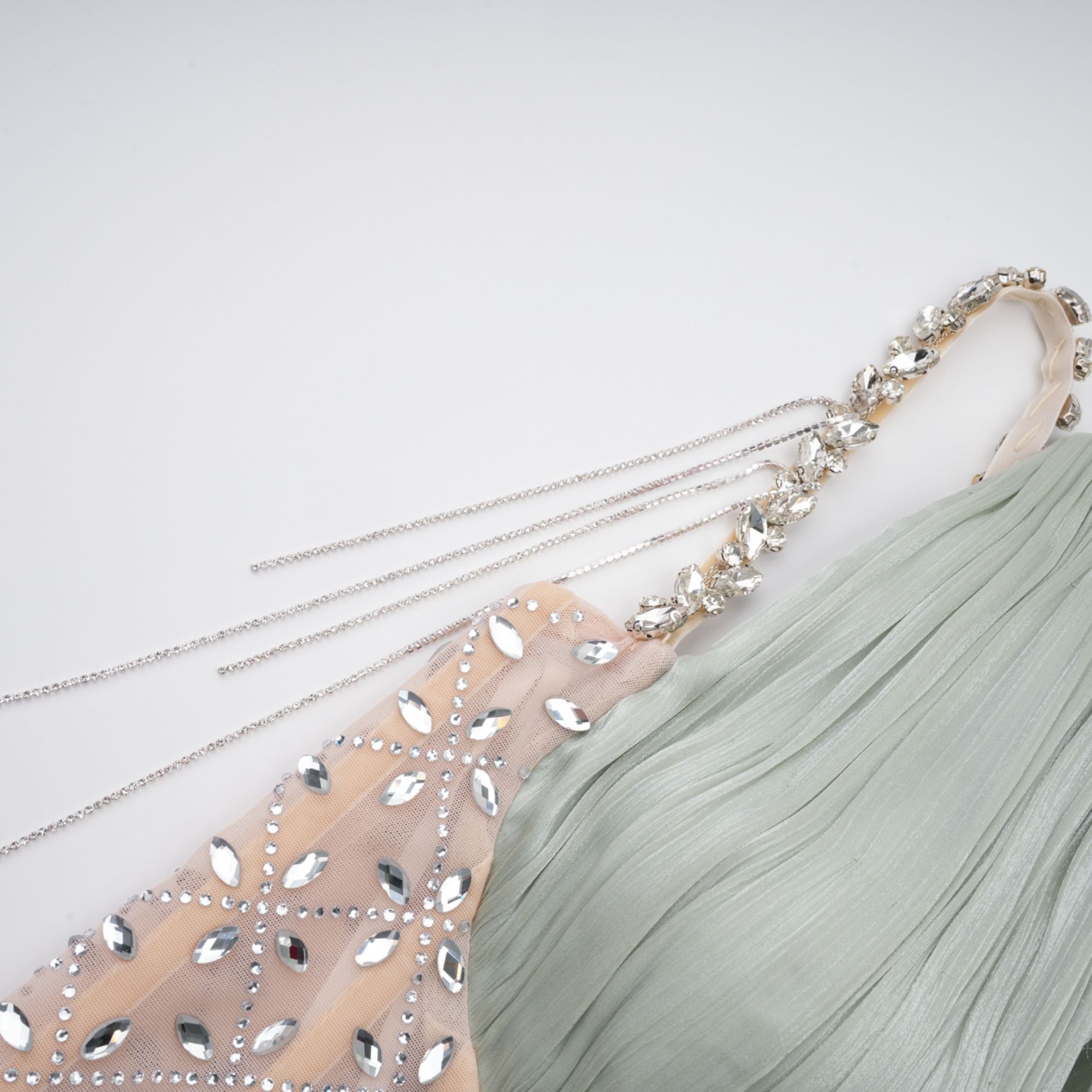 Green Rhinestone Panel Maxi Dress