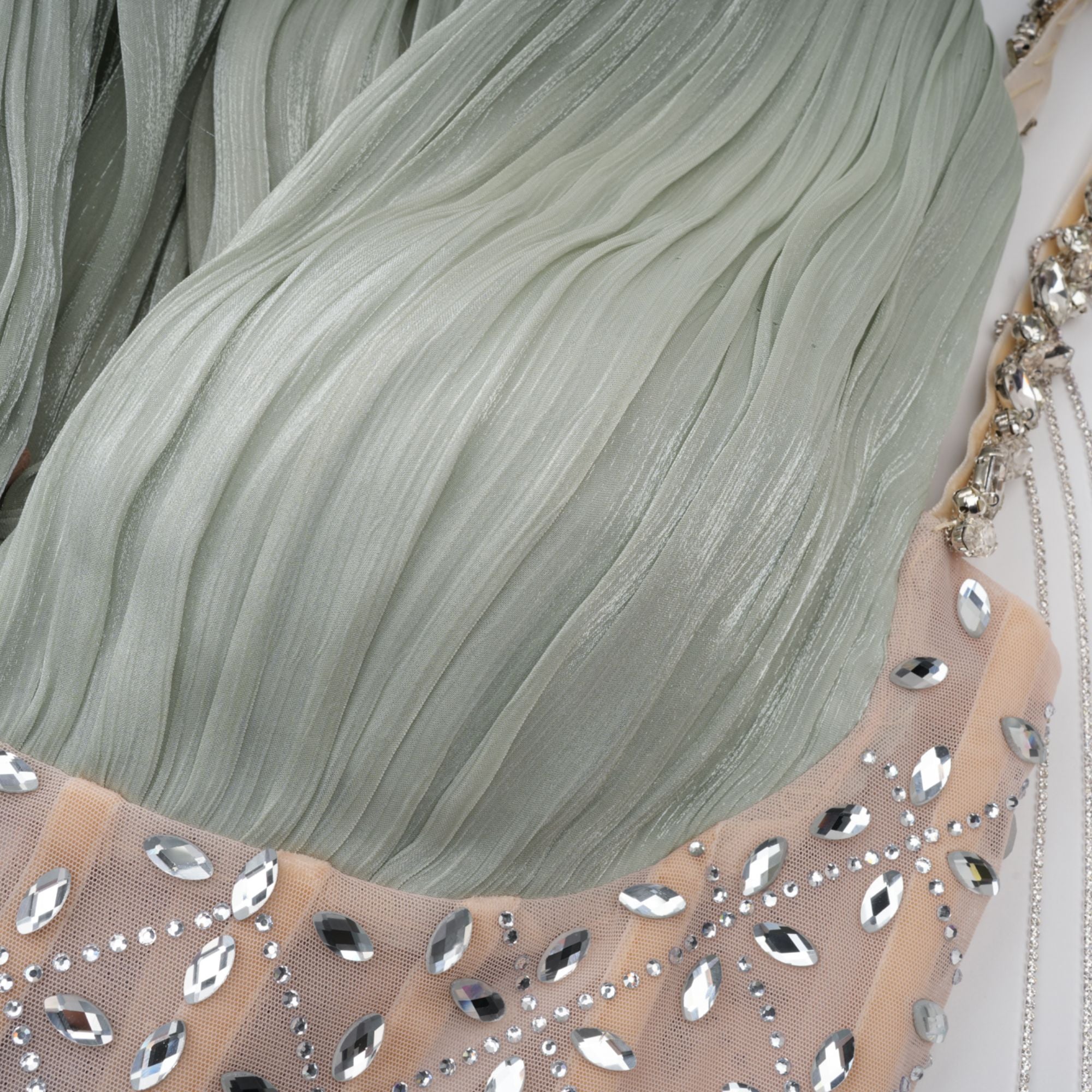 Green Rhinestone Panel Maxi Dress