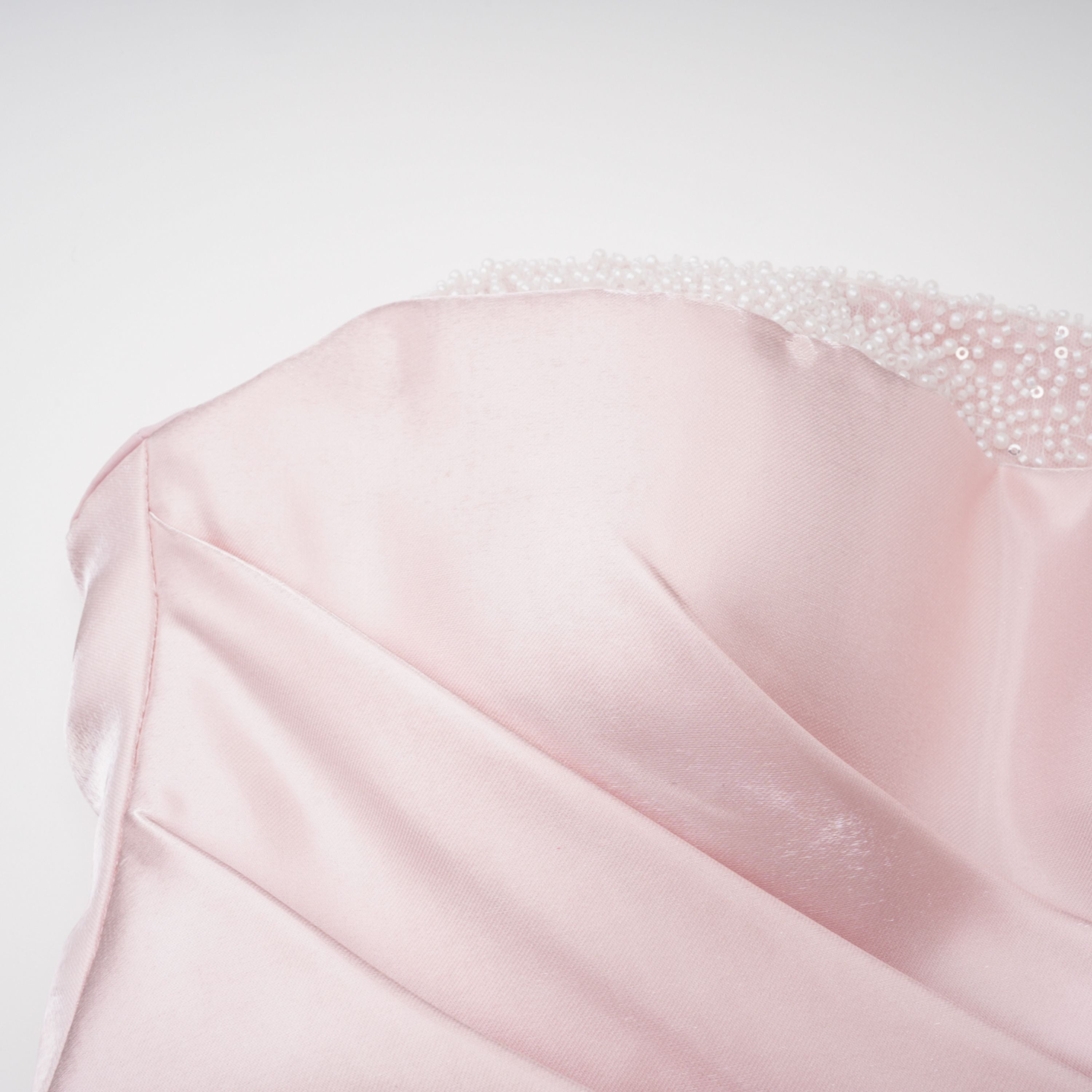 Pink Rhinestone Strapless Maxi Dress
